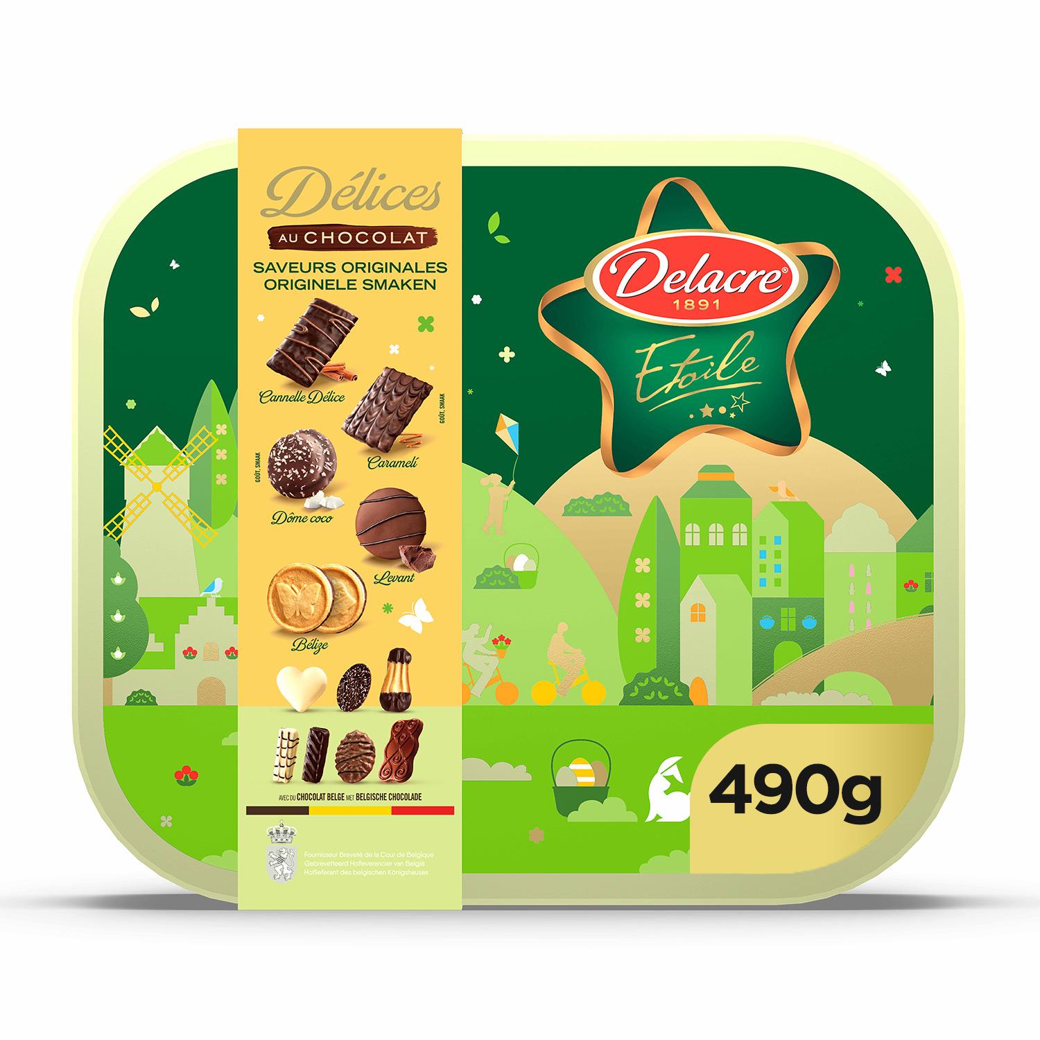 DELACRE Etoile délices assortiment de biscuits au chocolat 490g