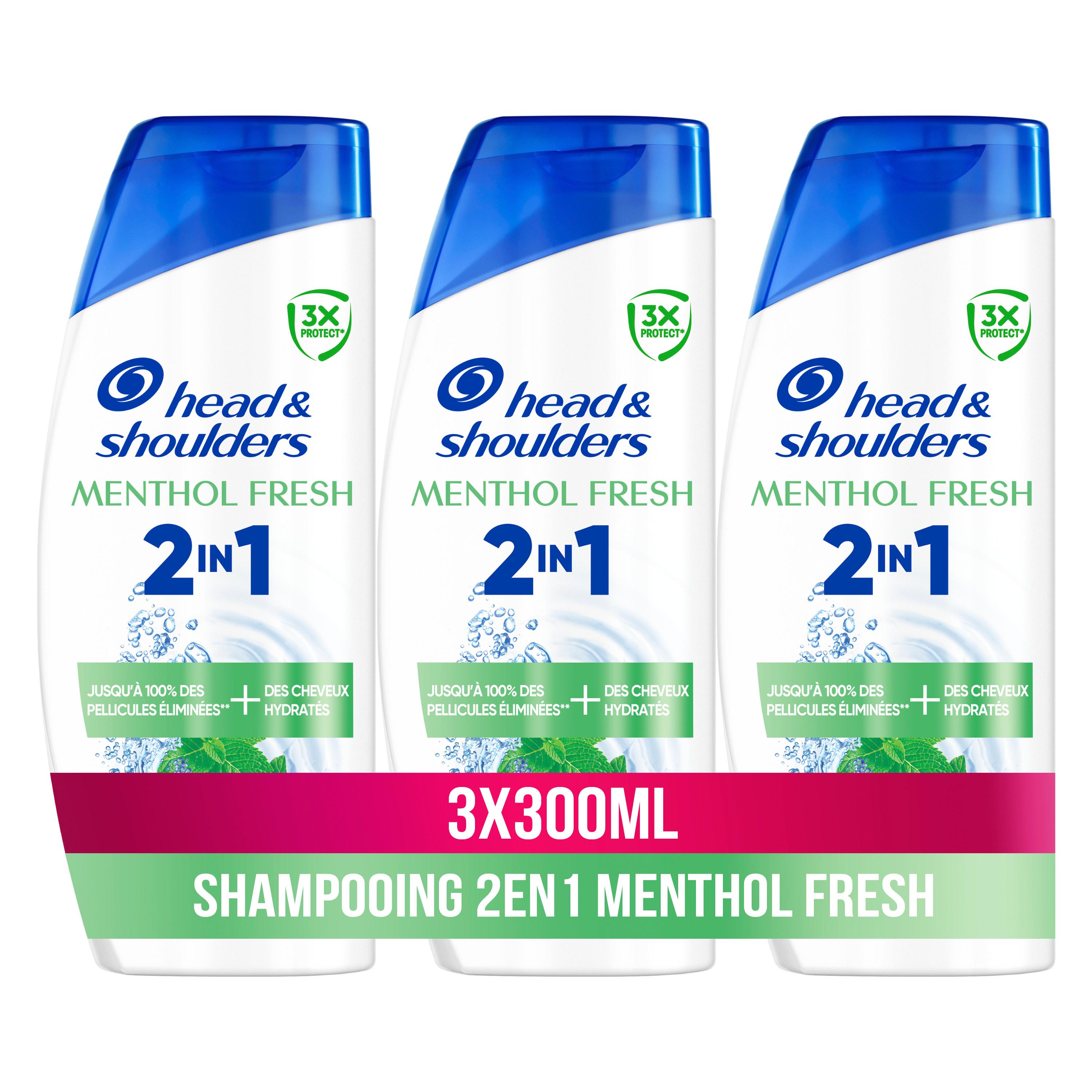 Voir la diapositive 2 : HEAD & SHOULDERS Shampooing menthol fresh 2en1 3x300ml