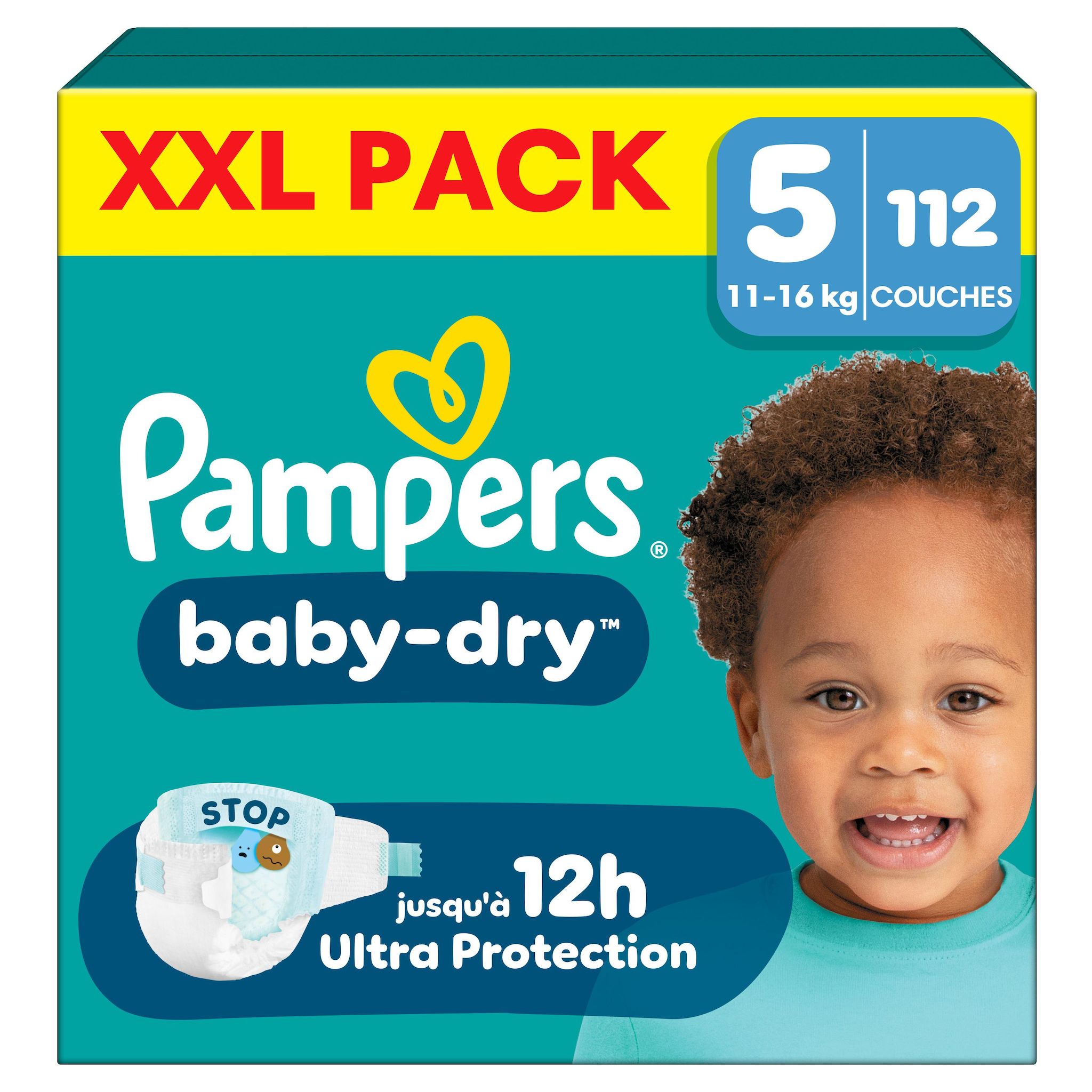 PAMPERS Baby Dry couches taille 5 (11-16kg) 112 couches