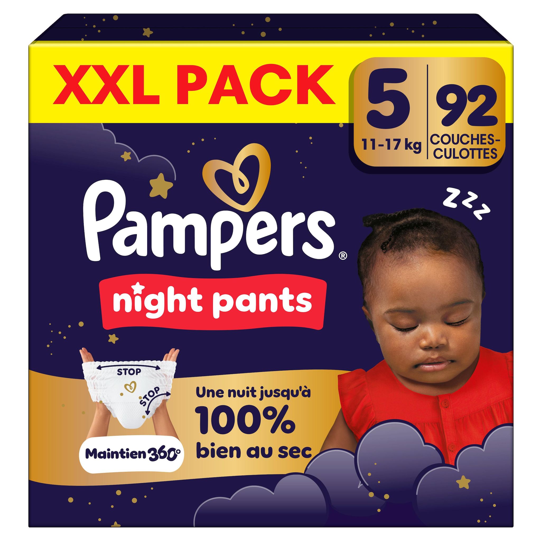 PAMPERS Couches-culottes nuit taille 5 (11-17kg) 92 couches-culottes