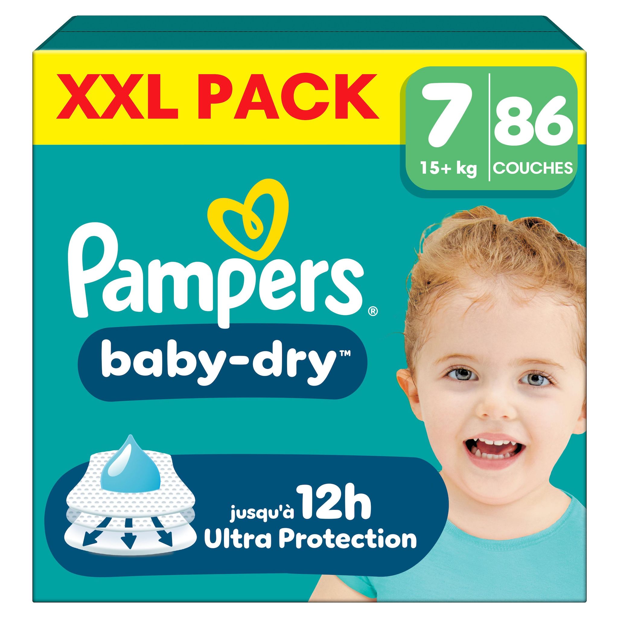 PAMPERS Baby Dry couches taille 7 (15 kg+) 86 couches