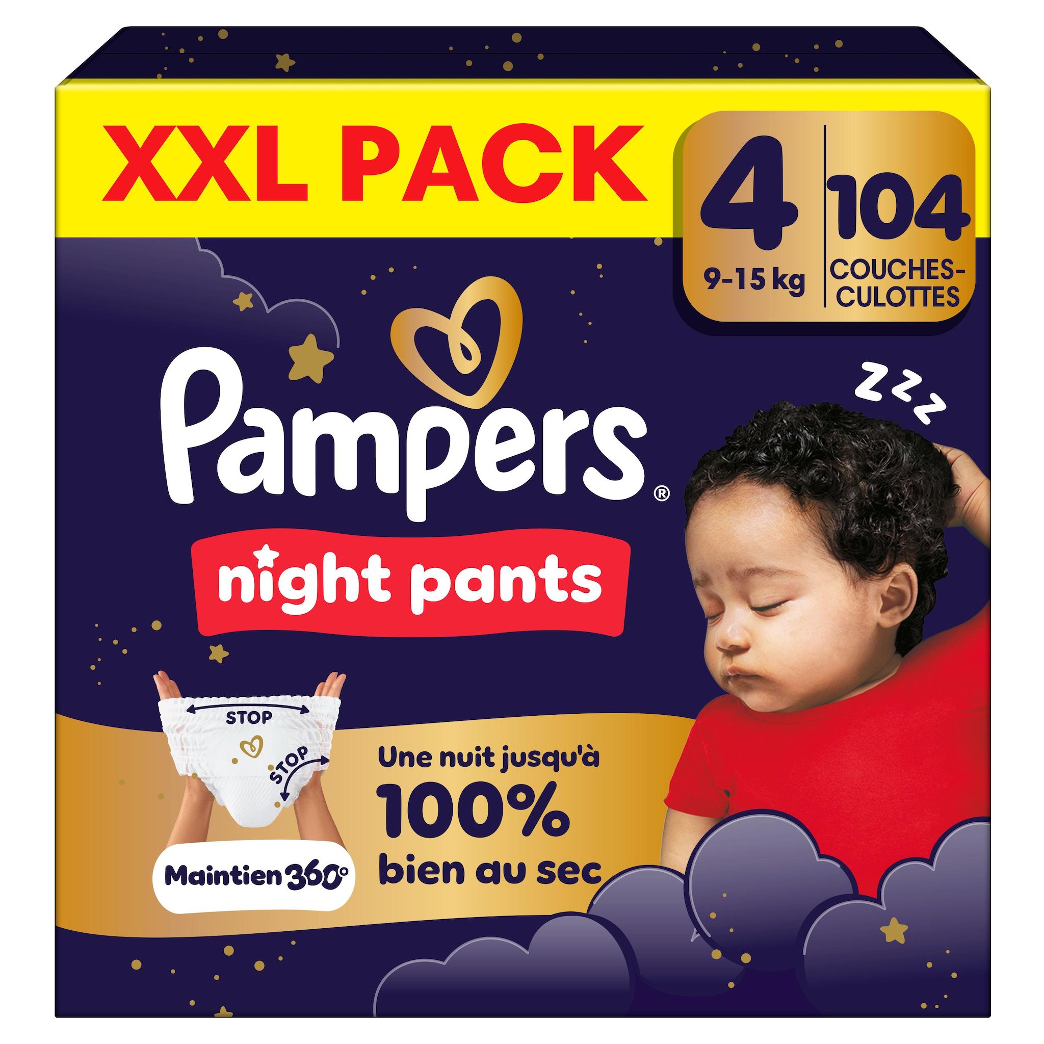 PAMPERS Baby Dry couches-culottes nuit taille 4 (9-15kg) 104 couches-culottes