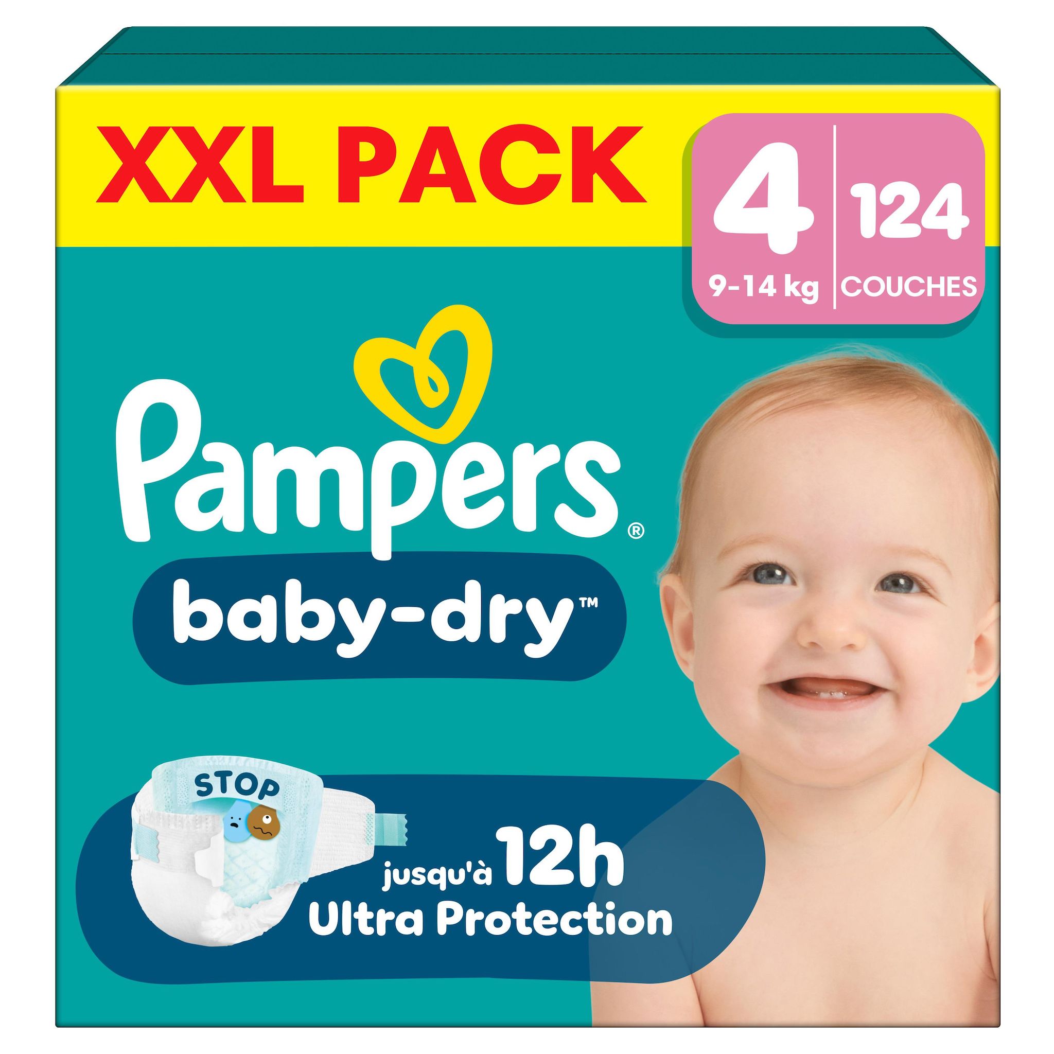 PAMPERS Baby Dry couches taille 4 (9-14kg) 124 couches