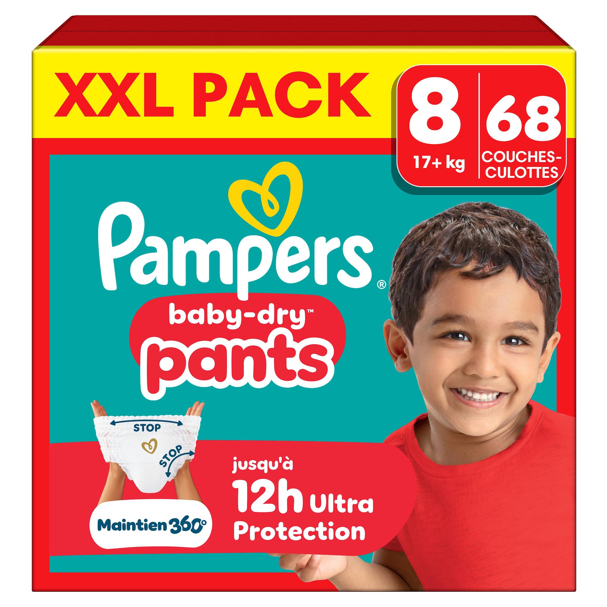 PAMPERS Baby Dry couches-culottes taille 8 (17kg+) 68 couches-culottes