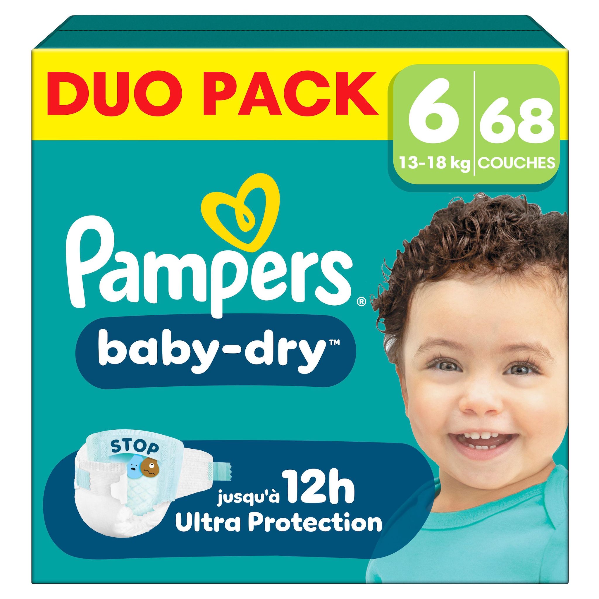 PAMPERS Baby Dry couches taille 6 (13-18kg) 68 couches