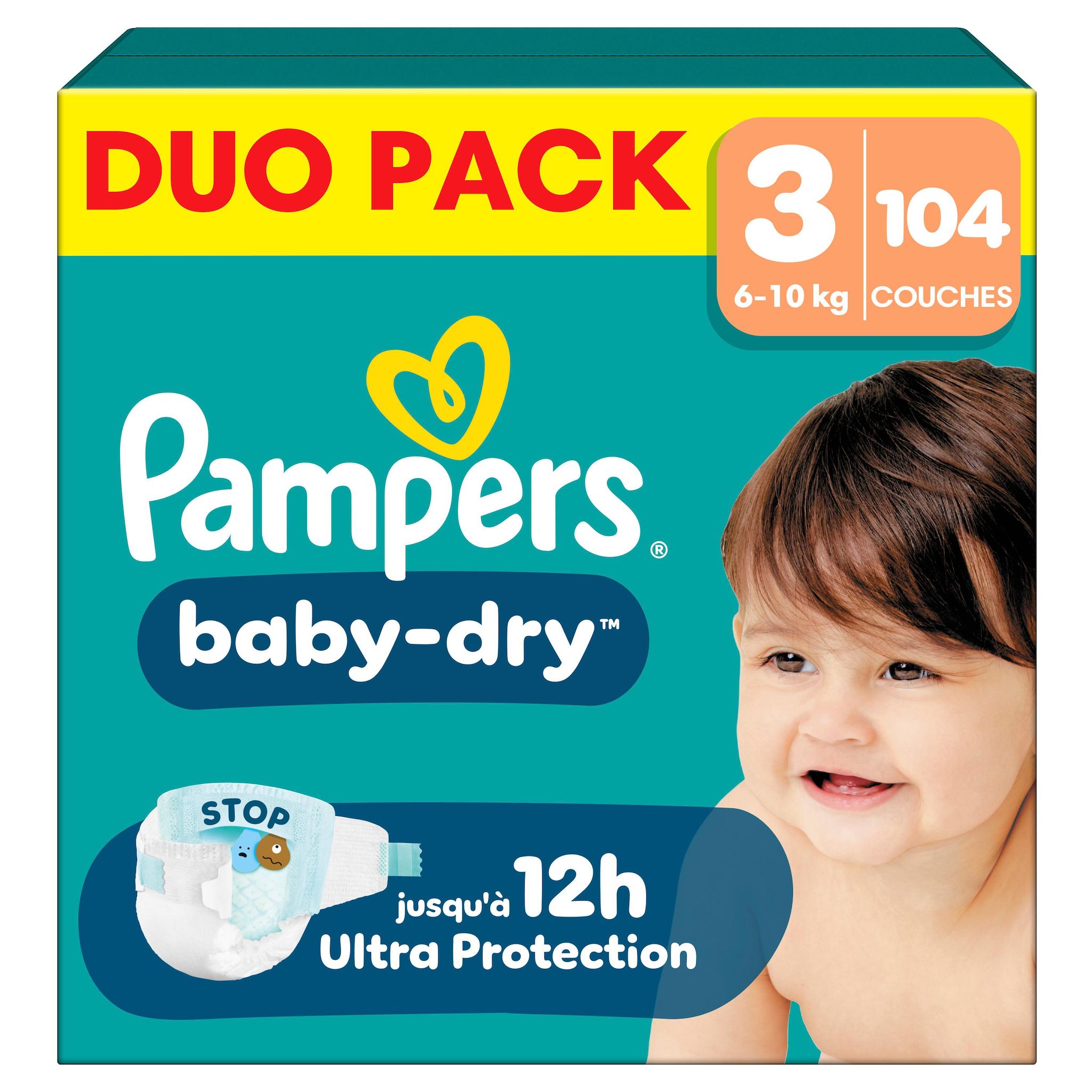 PAMPERS Baby Dry couches taille 3 (6-10kg) 104 couches