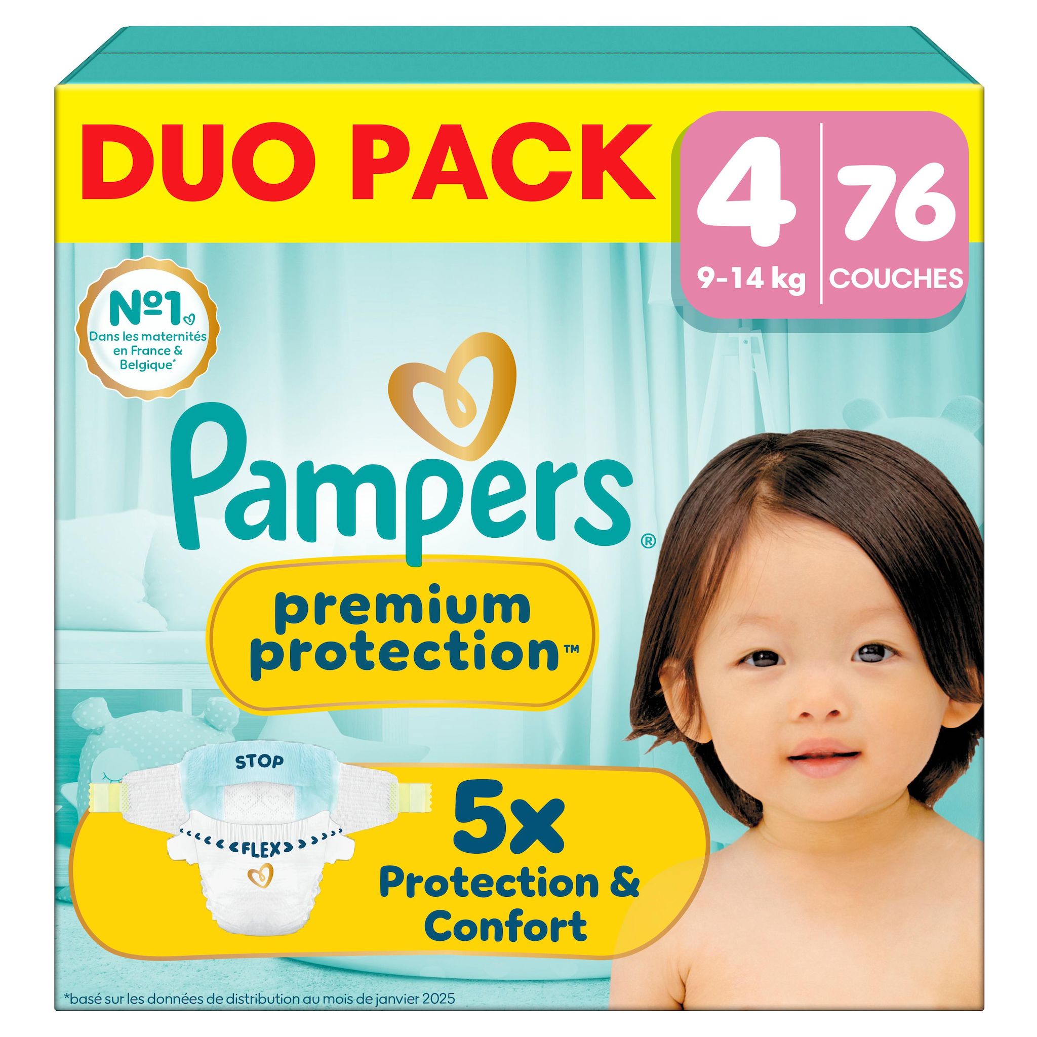 PAMPERS Premium Protection couches taille 4 (9-14kg) 76 couches