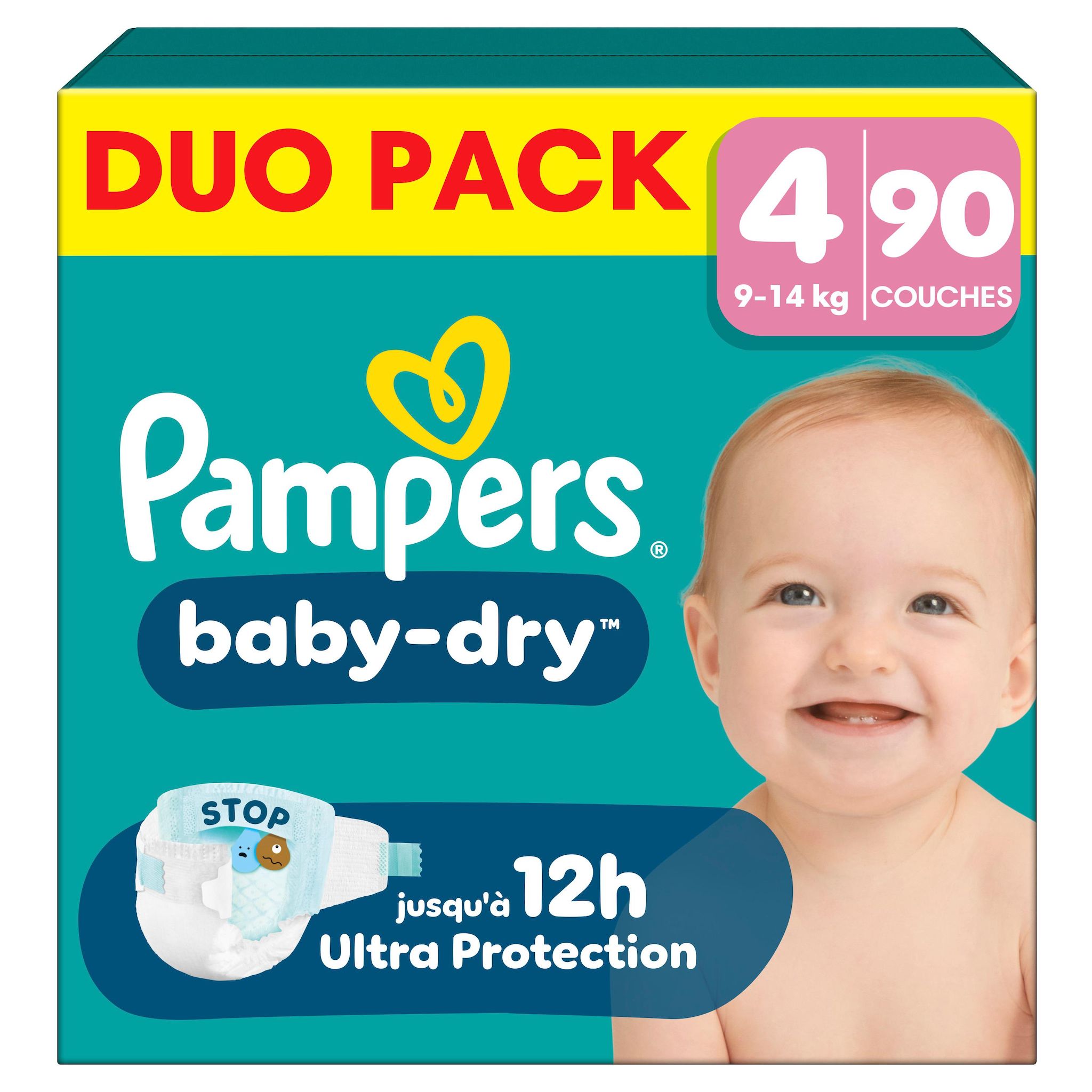 PAMPERS Baby Dry couches taille 4 (9-14kg) 90 couches