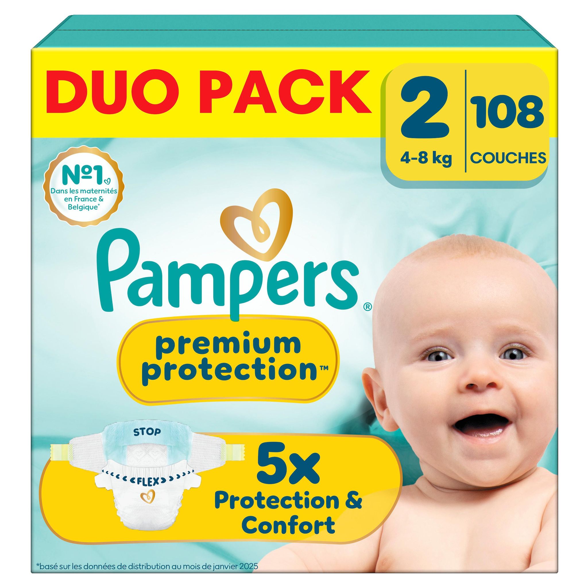 PAMPERS Premium Protection Couches taille 2 (4-8kg) 108 couches