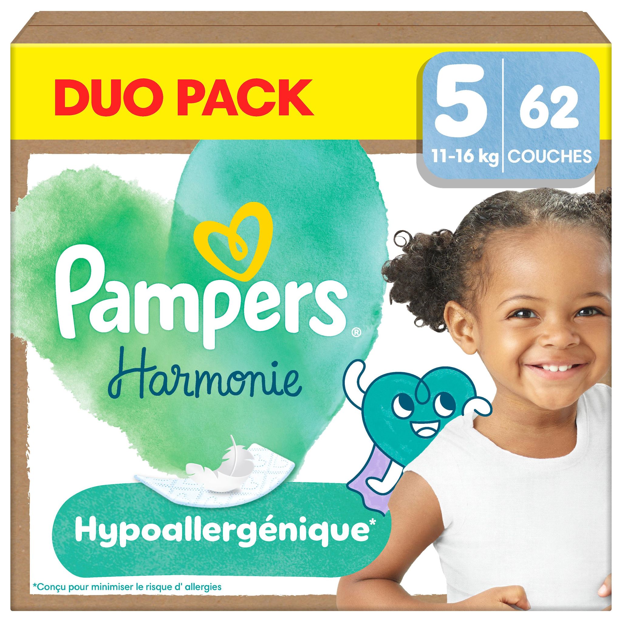 PAMPERS Harmonie couches taille 5 (11-16kg) 62 couches