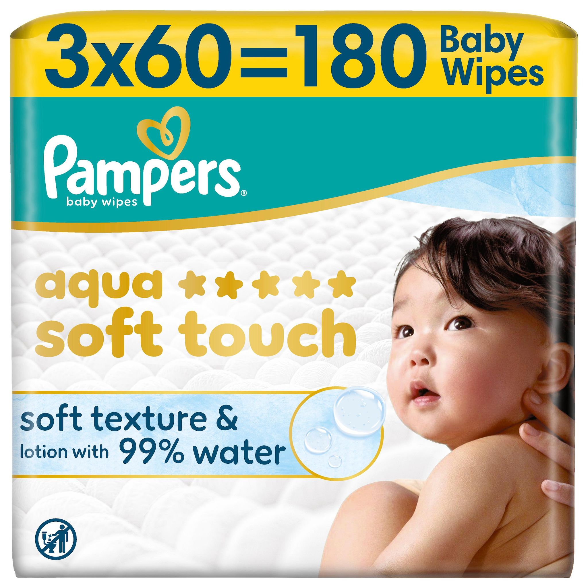 PAMPERS Aqua Harmonie lingettes bébé 3x60 lingettes