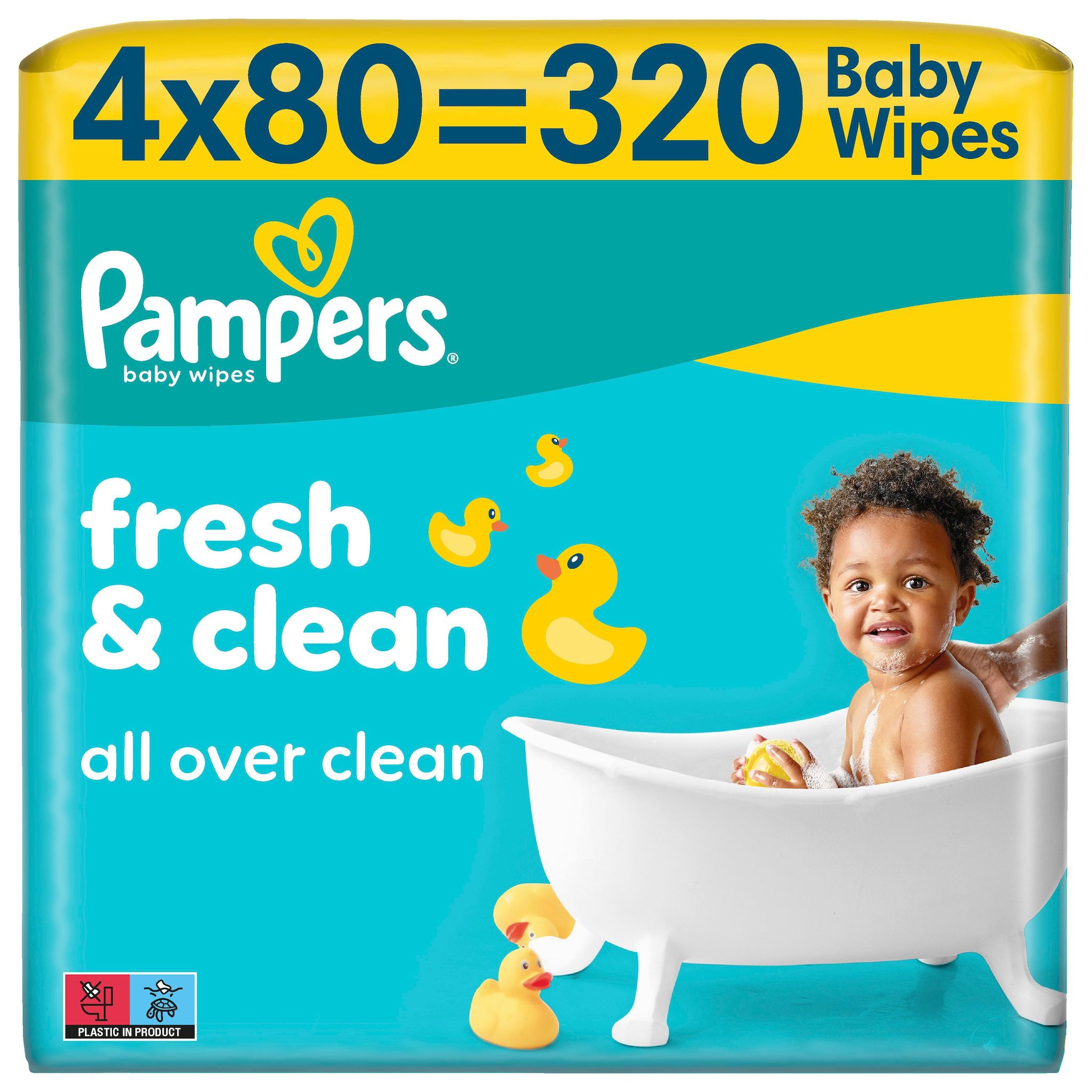 PAMPERS Fresh Clean lingettes nettoyantes pour bébé 4x80 320 lingettes