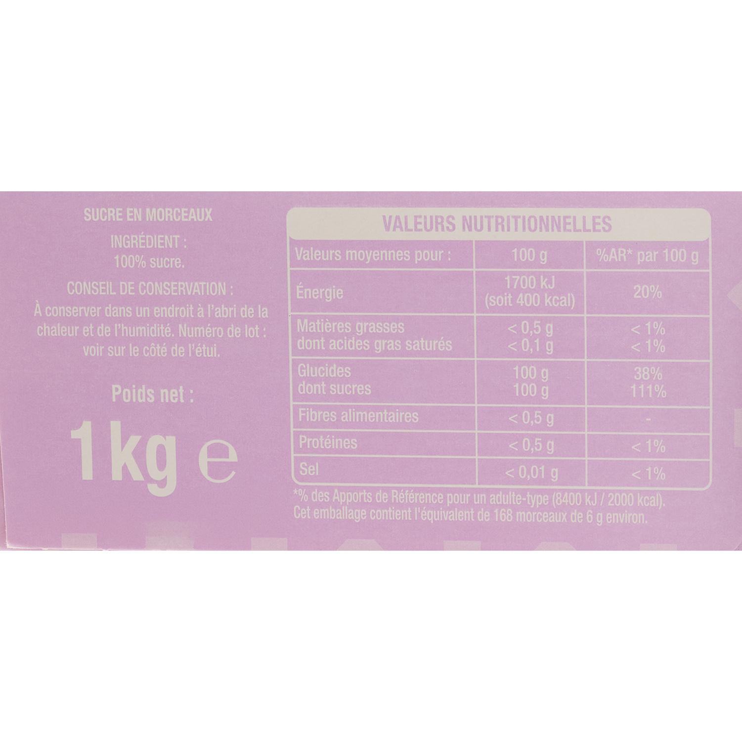 Voir la diapositive 4 : AUCHAN Sucre blanc en morceaux origine france 1kg