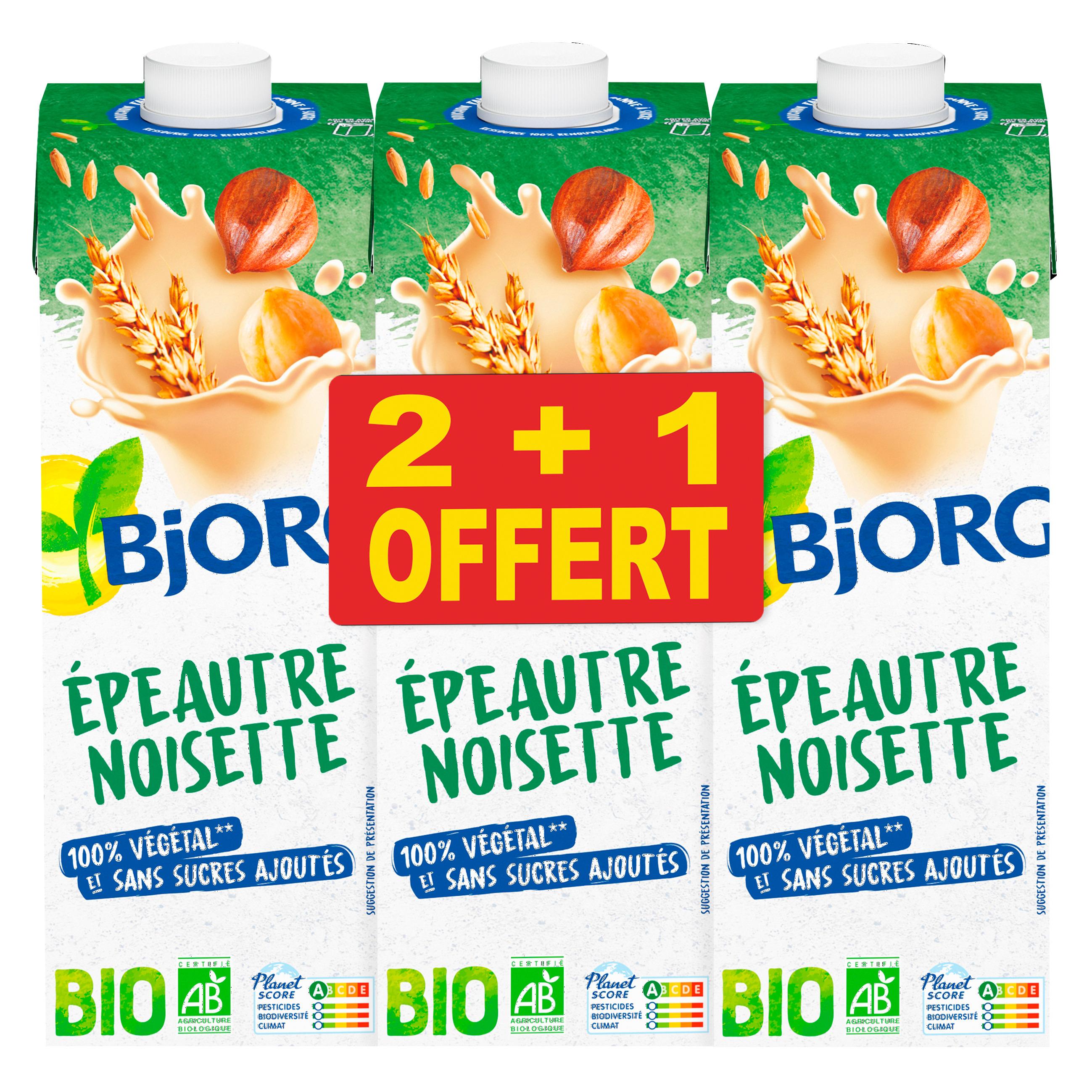 BJORG Boisson végétale à l'épeautre et aux noisettes bio sans sucres ajoutés 2+1 offert 3l