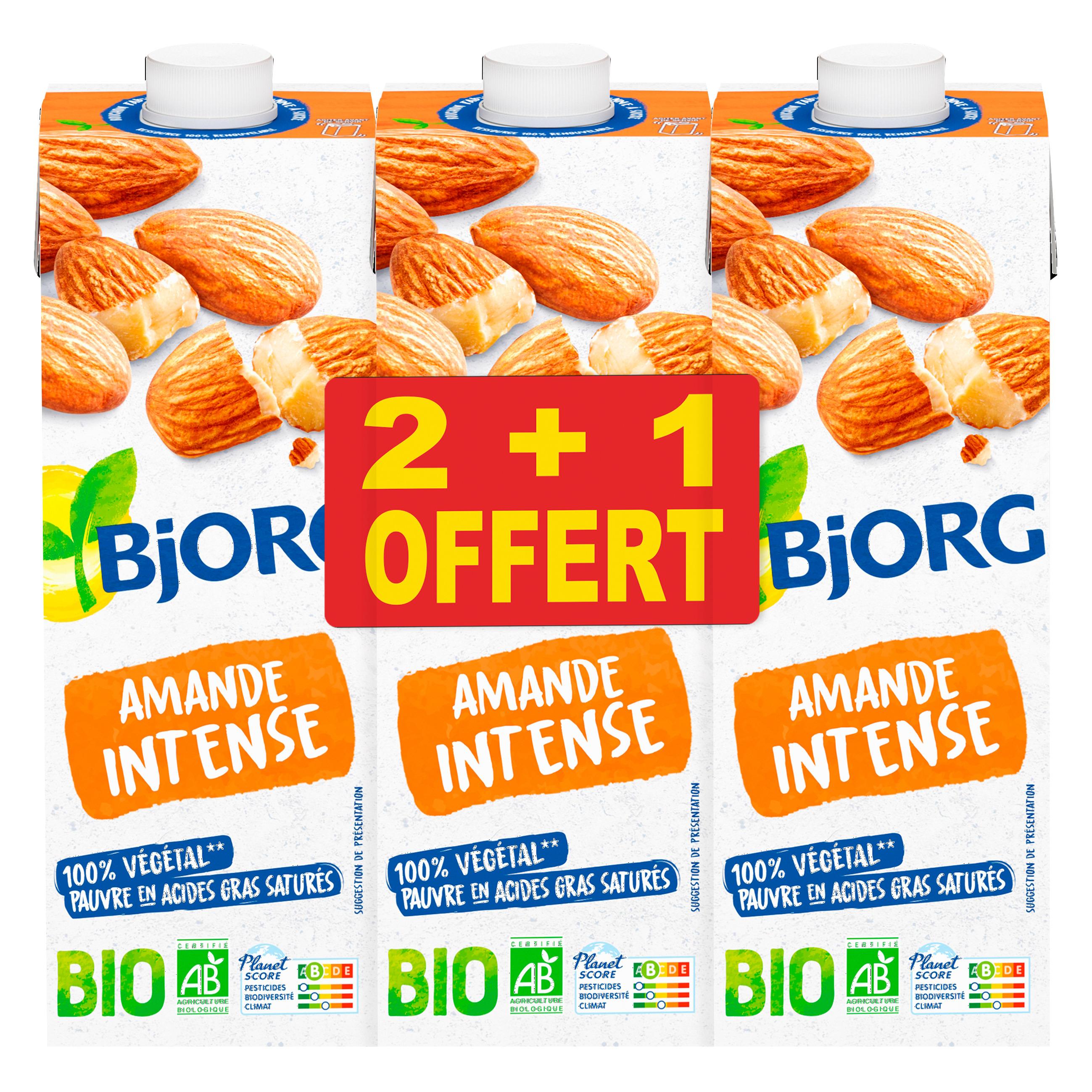 BJORG Boisson végétale au lait d'amande intense bio 2+1 offert 3l