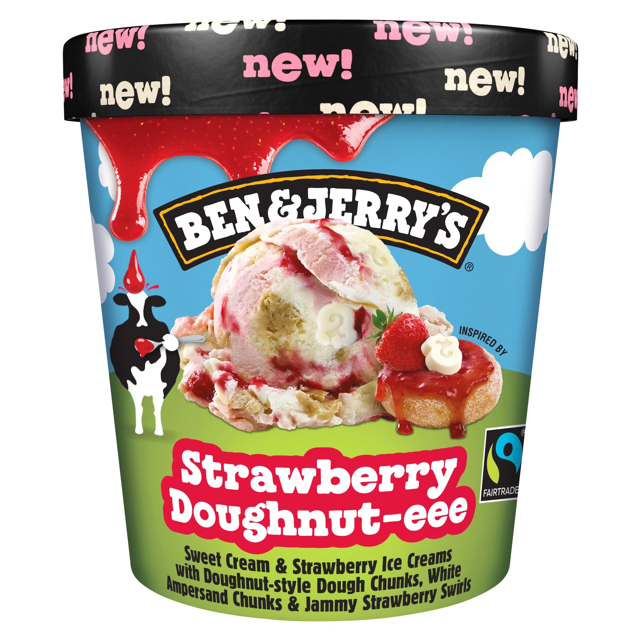 BEN & JERRY'S Dessert glacé Strawberry Doughnut-eee à la fraise 393g