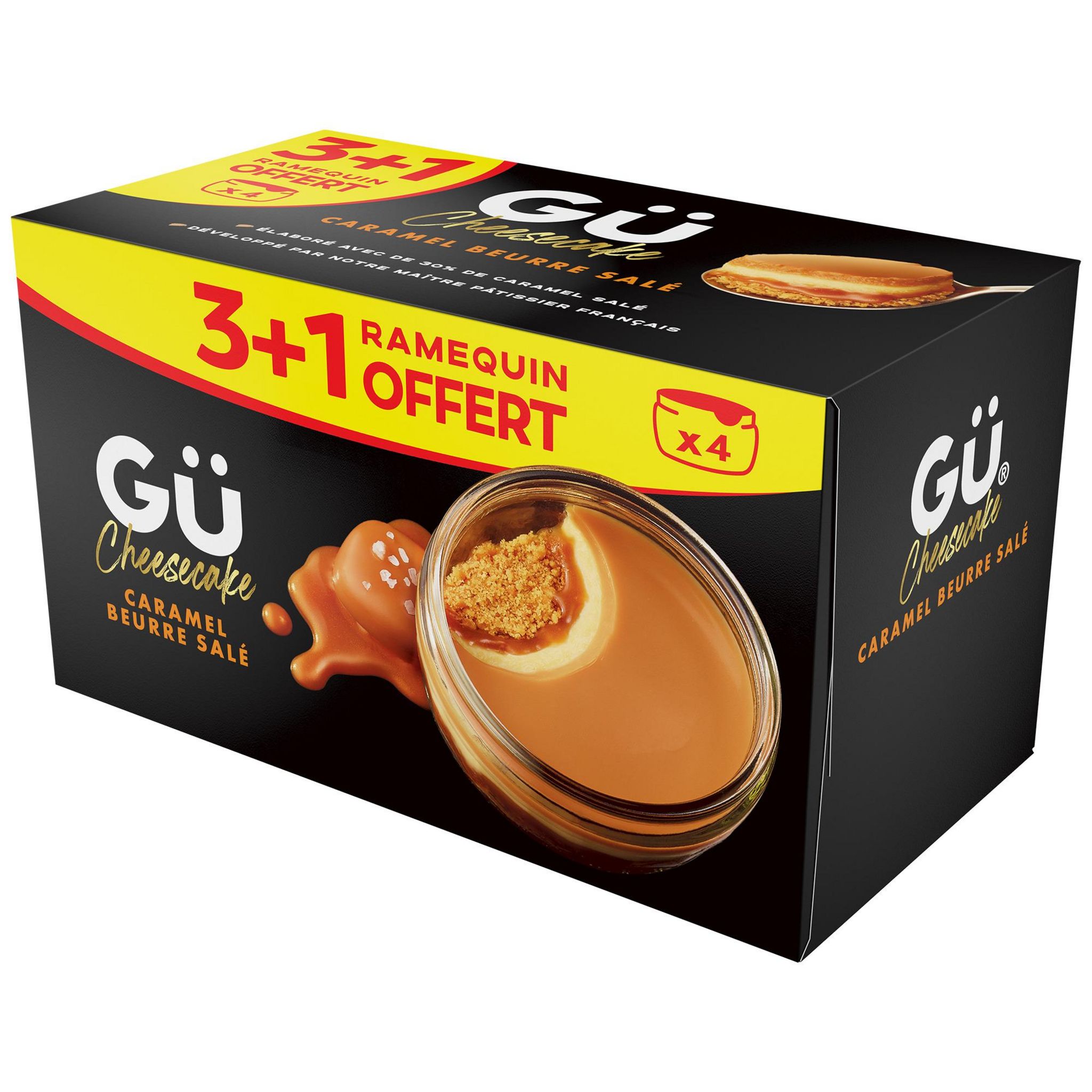 GU Cheesecakes caramel salé sur biscuit craquant 3+1 offert 4x90g