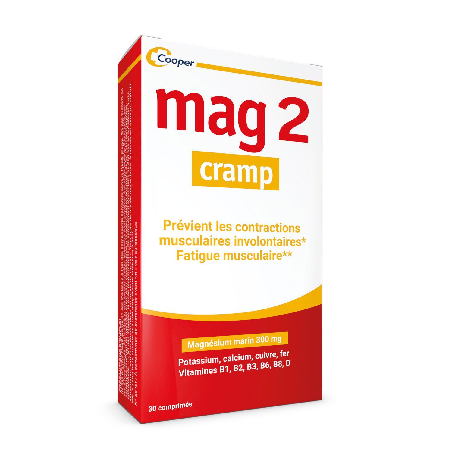 MAG 2 Cramp magnésium marin 300mg prévient les contractions musculaires involontaires 30 comprimés