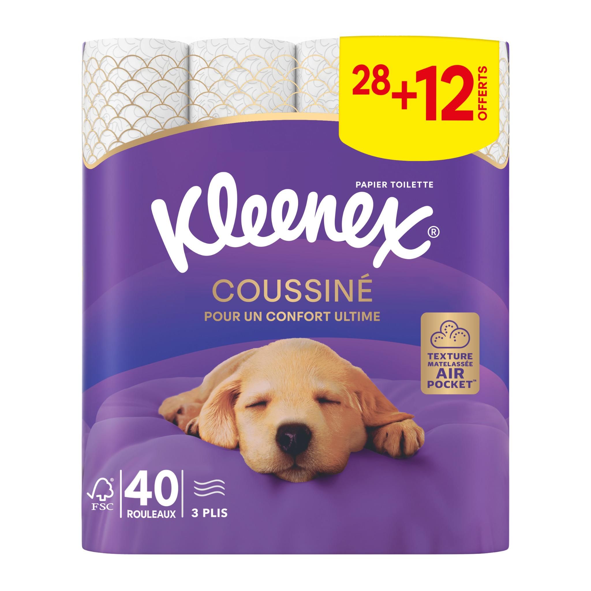 KLEENEX Papier toilette coussiné certifié FSC confort 3 épaisseurs 40 rouleaux