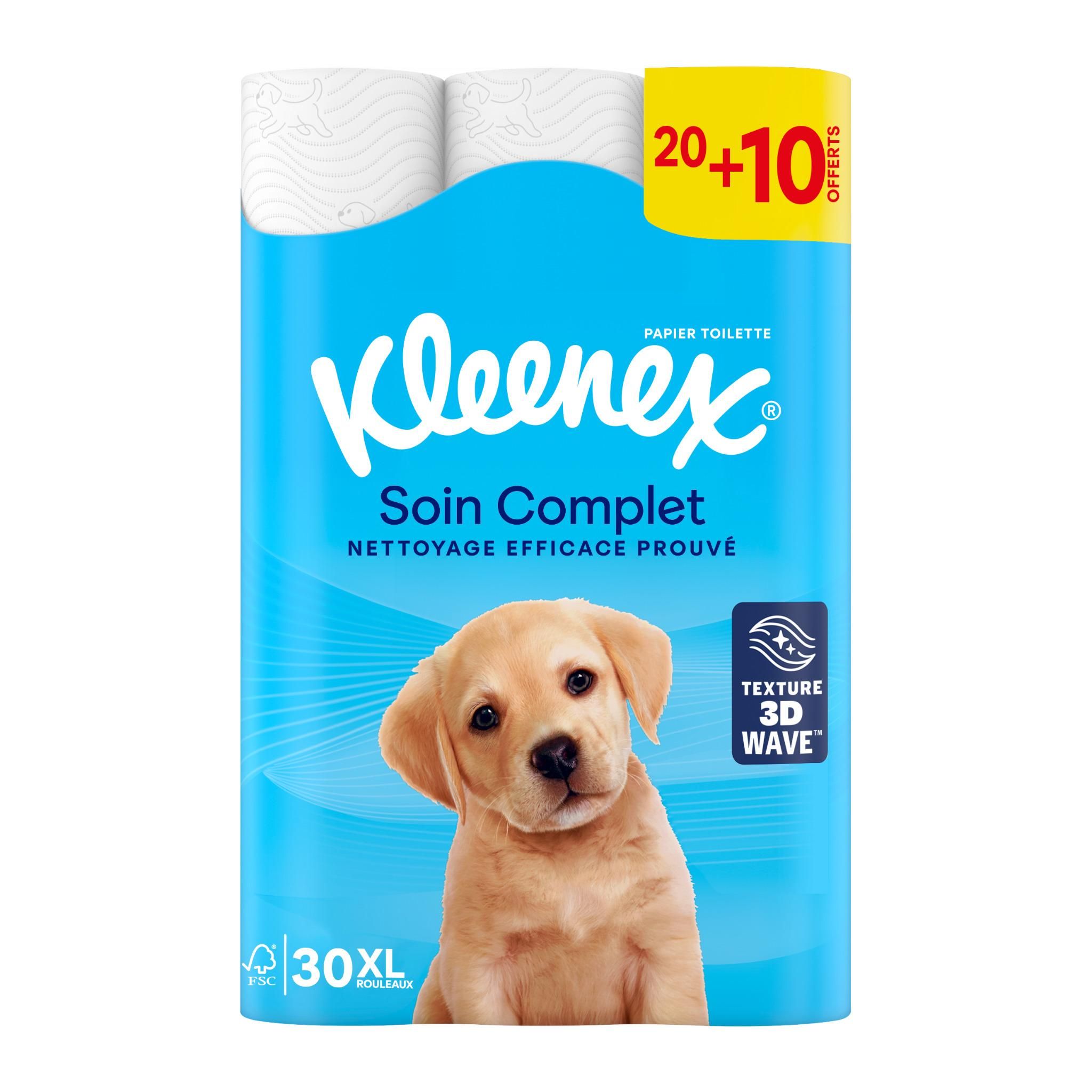 KLEENEX Papier toilette soin complet xxl 3 épaisseurs 30 rouleaux FORMAT PROMO