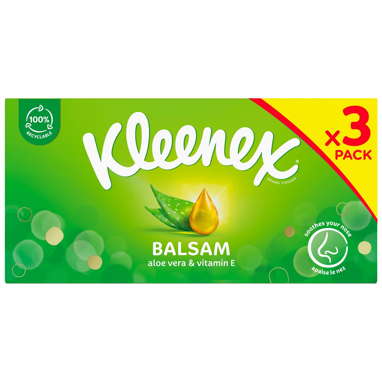 KLEENEX Mouchoirs boîte balsam apaisant 3x64pièces
