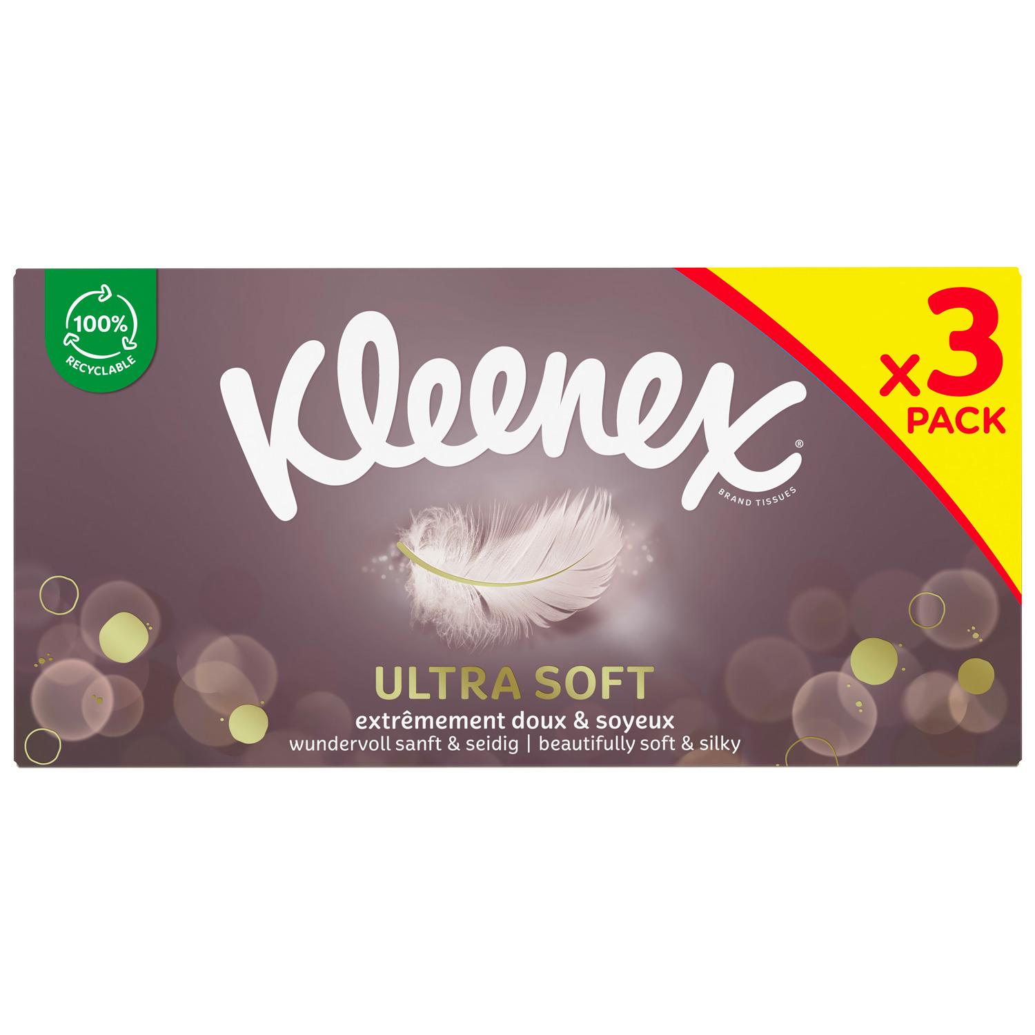 KLEENEX Mouchoirs ultra soft boîte glamour 3x64 FORMAT PROMO