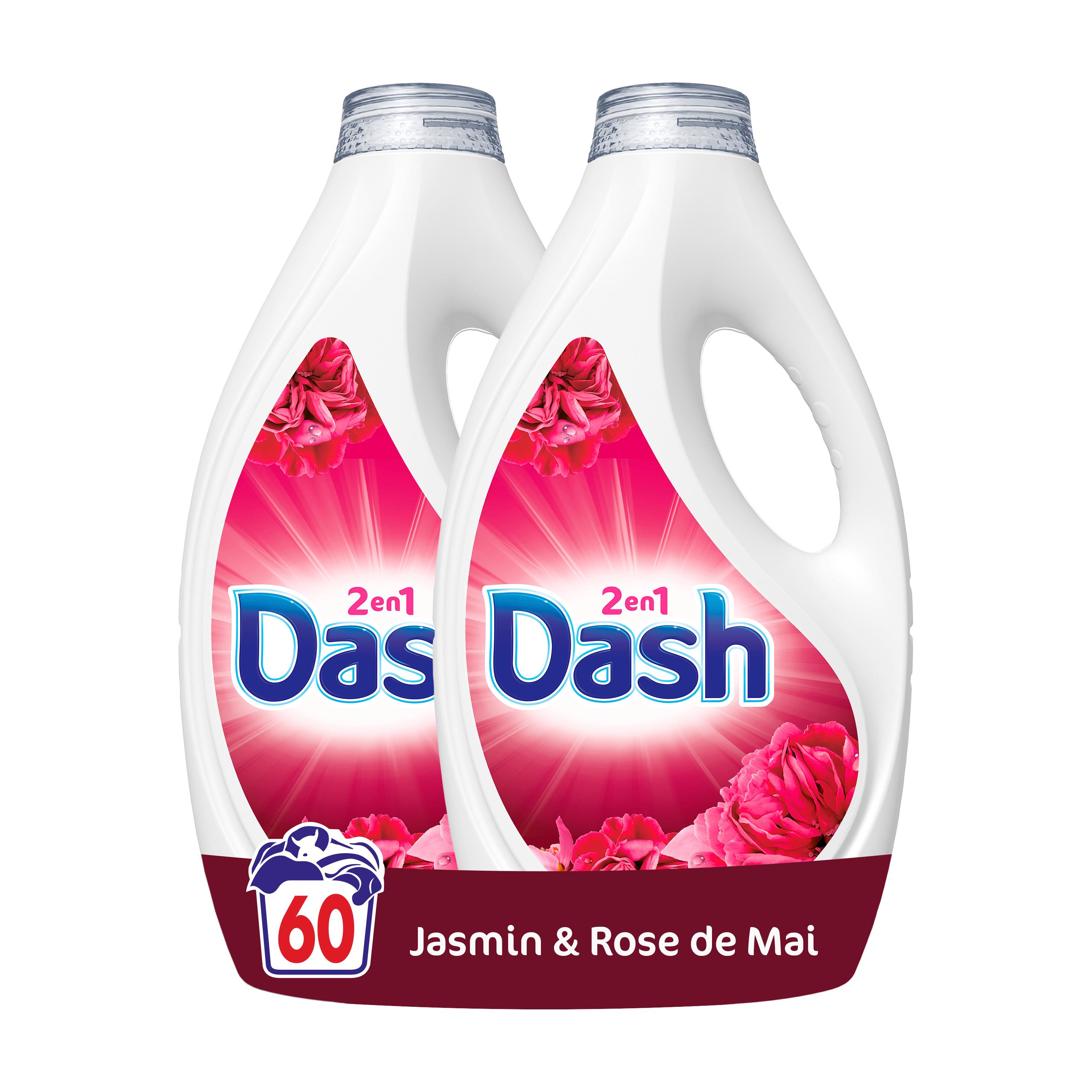 Voir la diapositive 2 : DASH Détergent liquide jasmin et rose de mai 60 lavages 2,7l