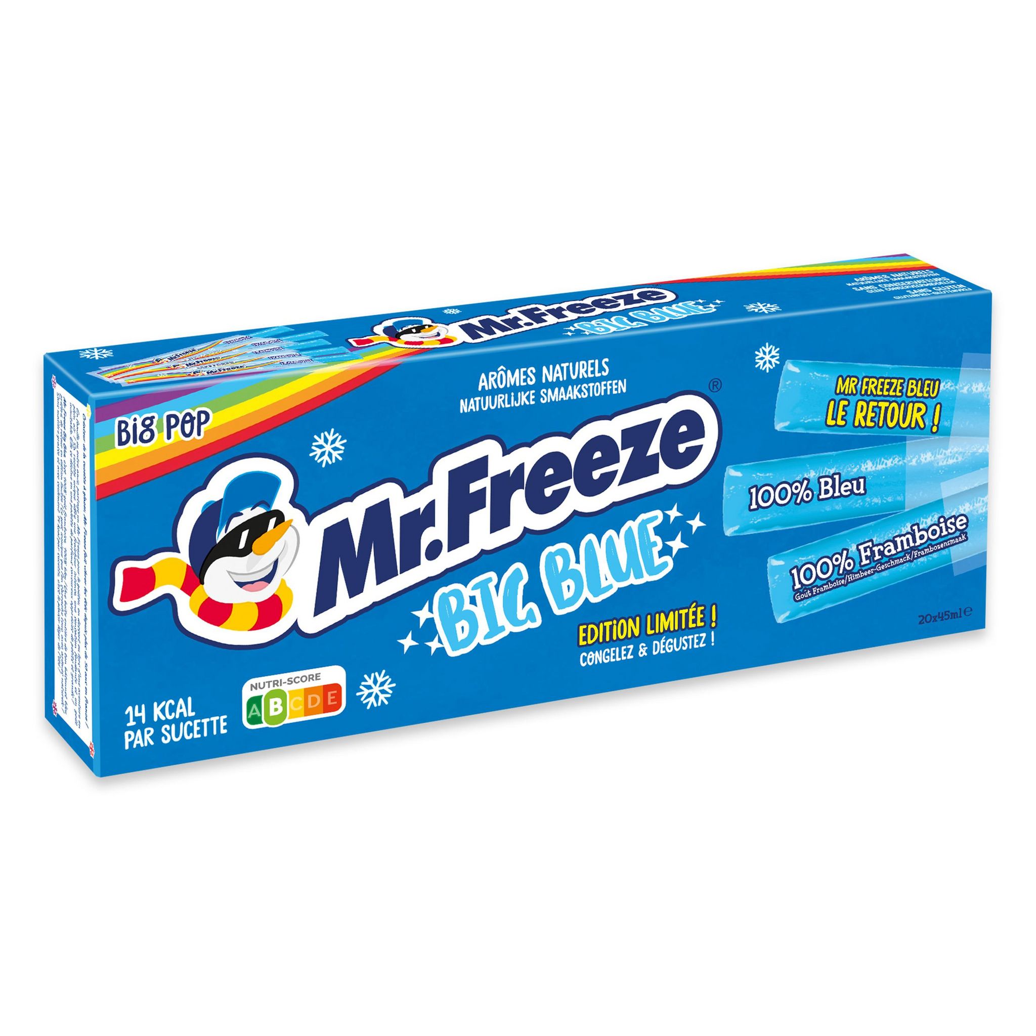 MR.FREEZE Mini glaces à l'eau framboise bleu 20 sucettes 20x45ml