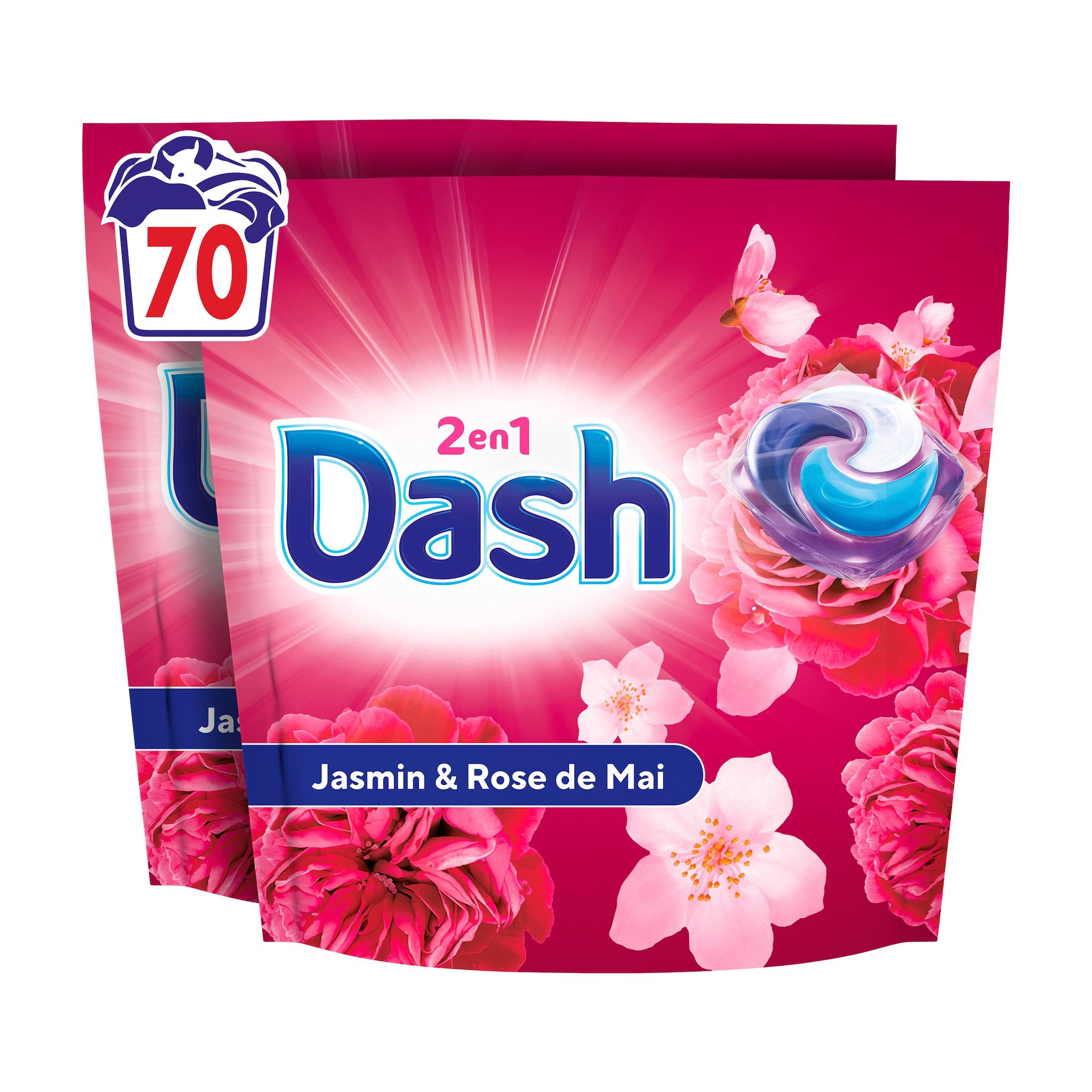 DASH All-in-1 Pods détergent jasmin et rose de mai 70 doses pas cher ...