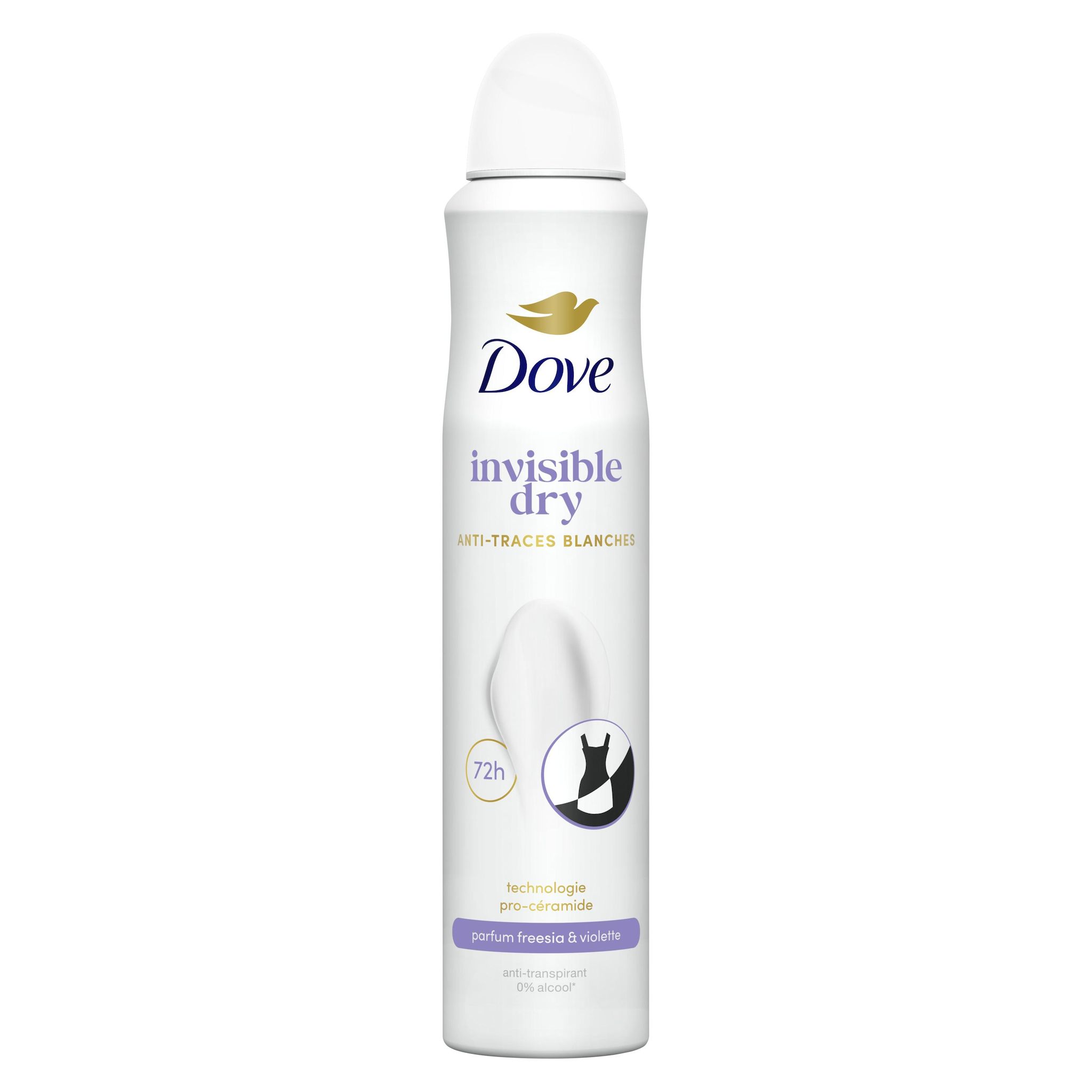 DOVE Déodorant spray invisible dry anti-traces blanches parfum freesia et violette 200ml