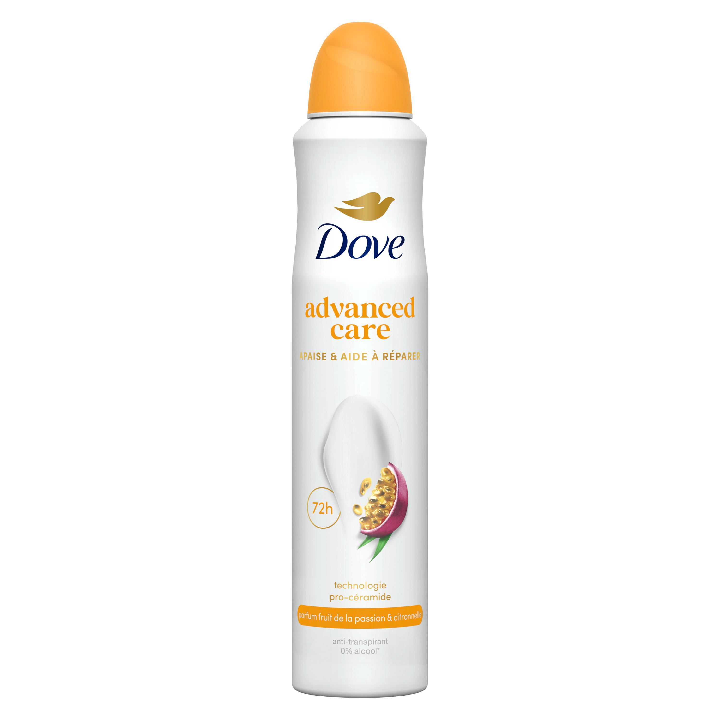 Voir la diapositive 2 : DOVE Advance care Déodorant apaise et aide à réparer parfum fruit de la passion et citronnelle 200ml