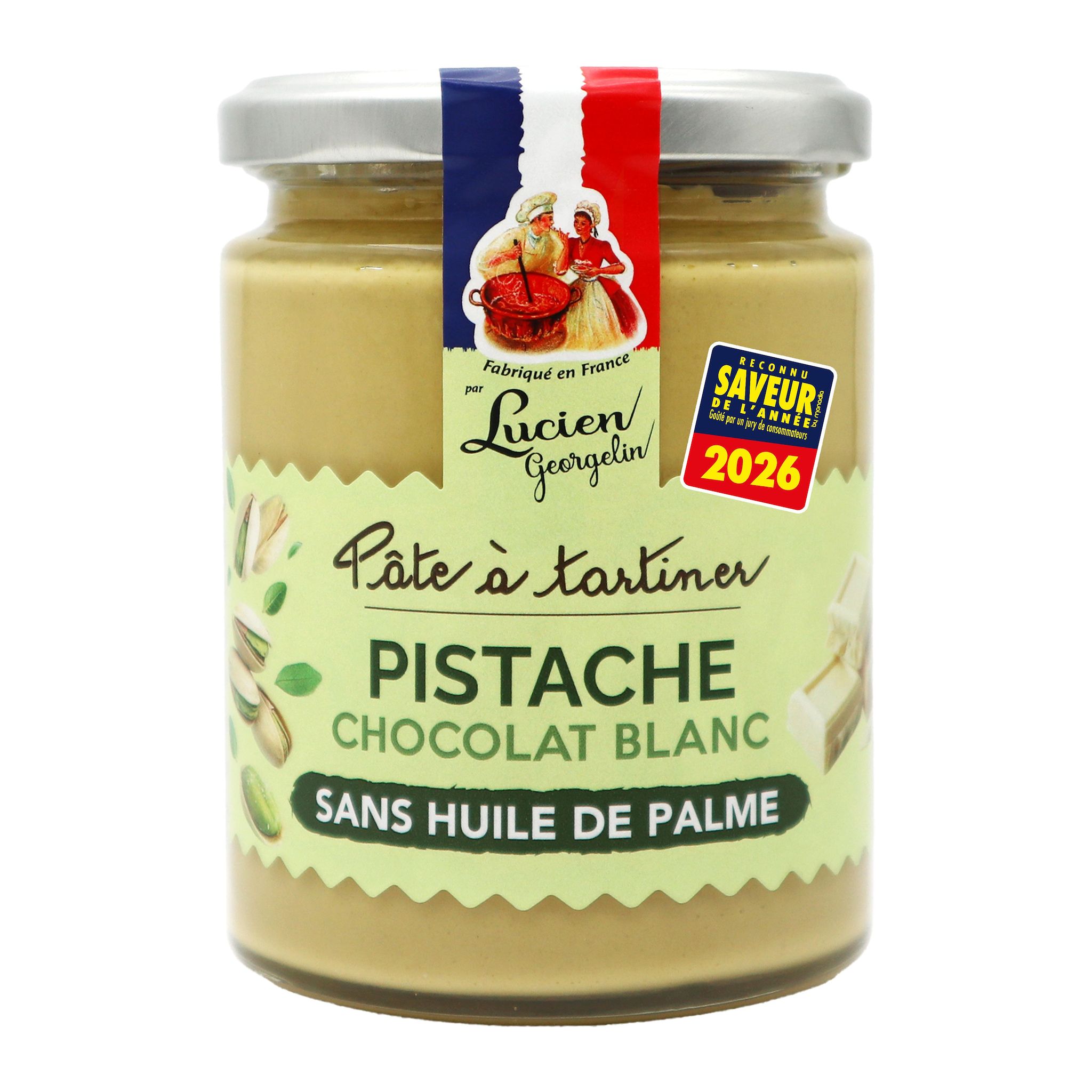 LUCIEN GEORGELIN Pâte à tartiner à la pistache et au chocolat blanc sans huile de palme 330g