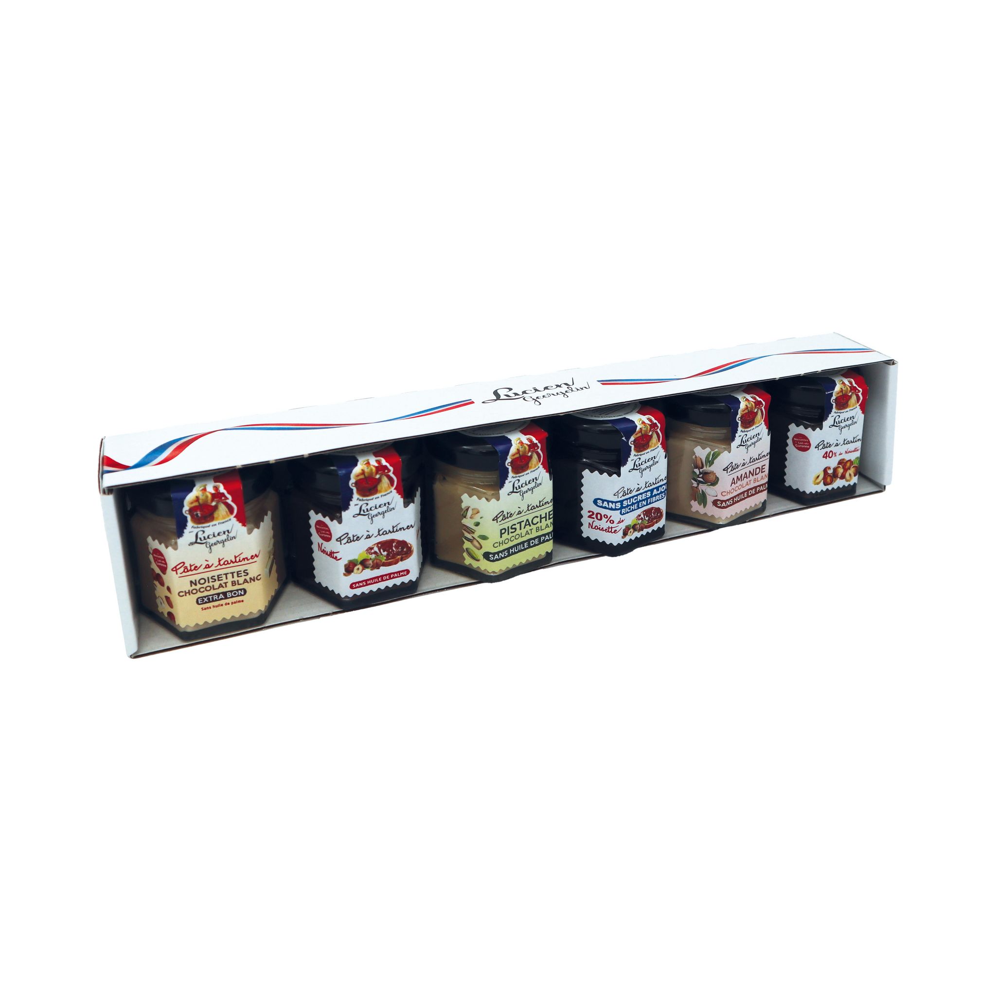 LUCIEN GEORGELIN Assortiment de pâte à tartiner noisettes chocolat blanc pistache amande 6x45g