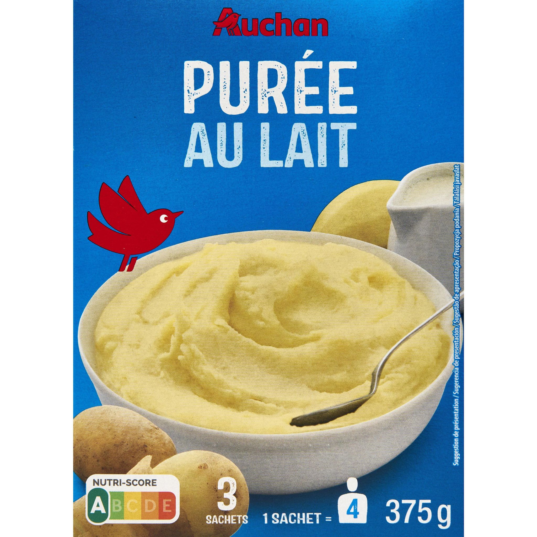 AUCHAN Purée au lait 3x4 portions 3x125g
