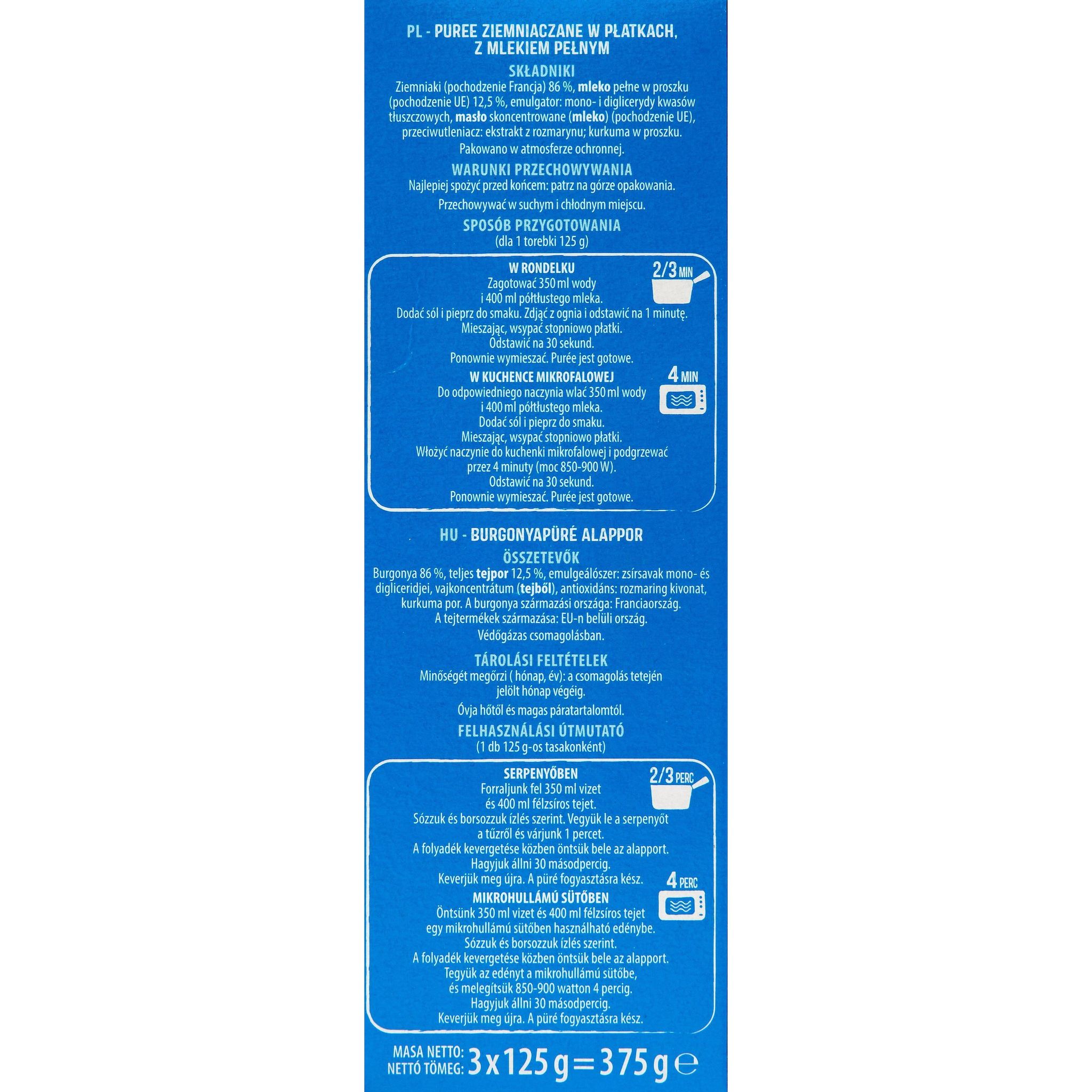 Voir la diapositive 3 : AUCHAN Purée au lait 3x4 portions 3x125g