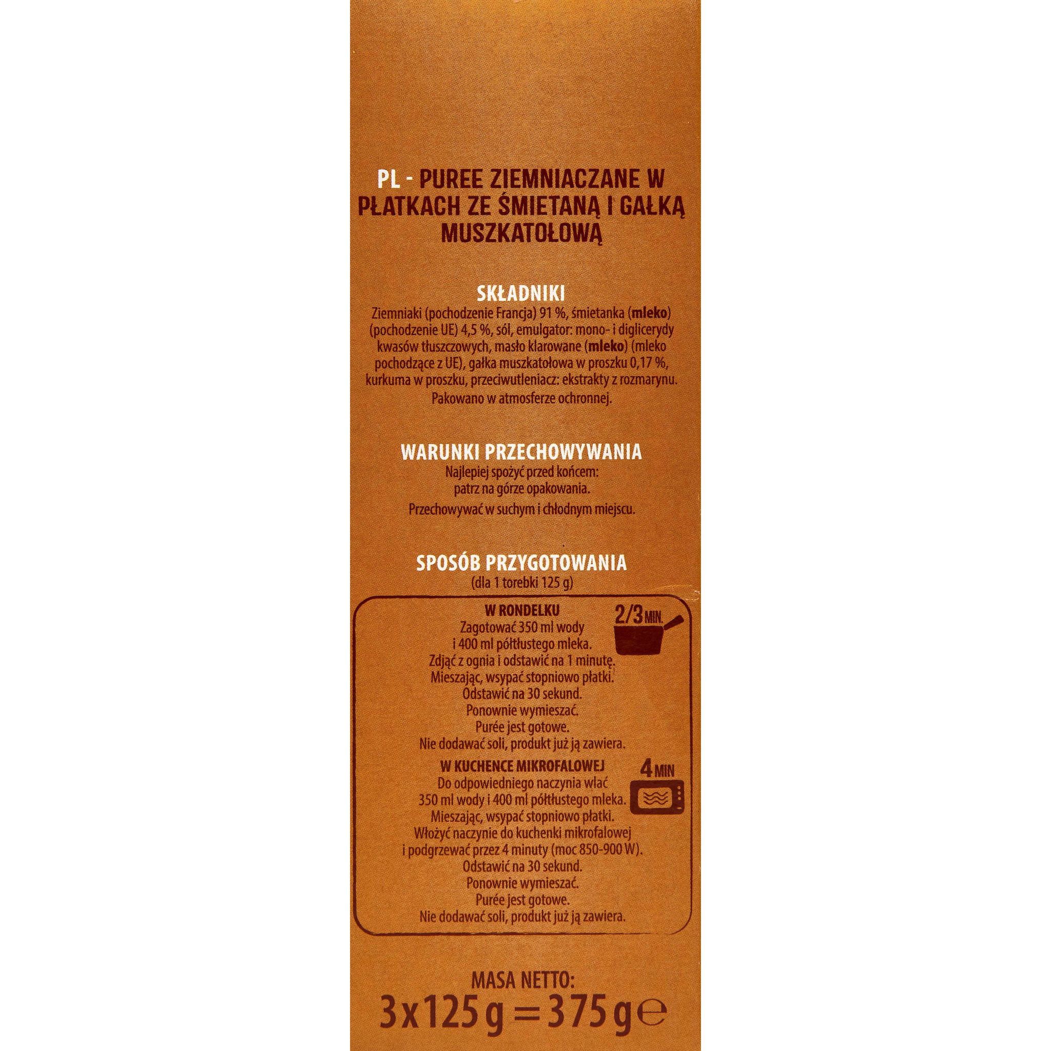 Voir la diapositive 3 : AUCHAN Purée saveur d'autrefois à la crème et à la muscade 3x4 portions 3x125g