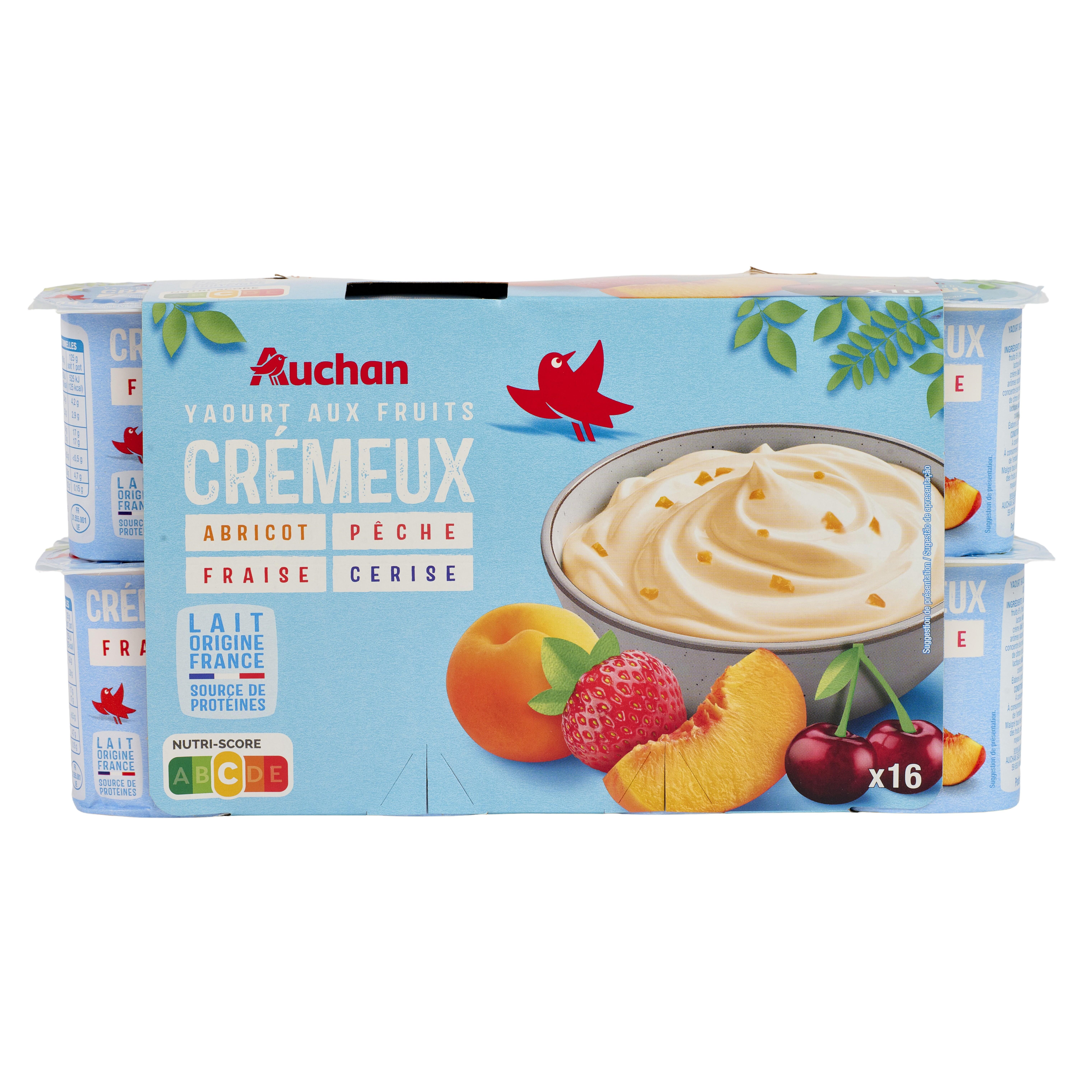 AUCHAN Yaourt brassé aux fruits crémeux 16x125g
