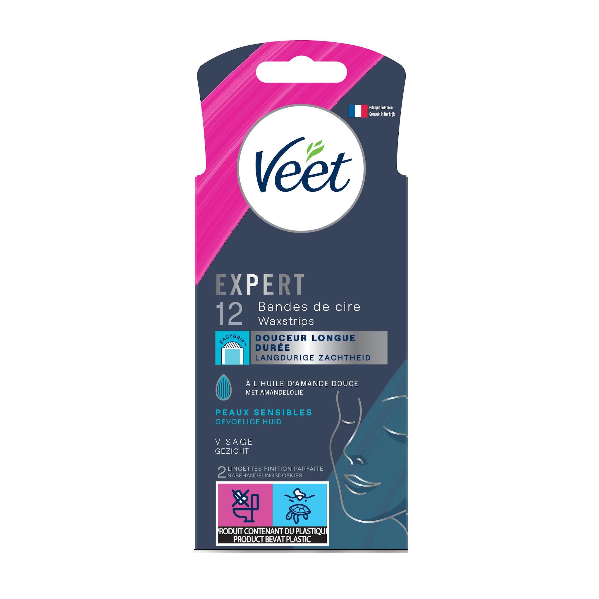 VEET Expert bandes de cire peaux sensibles 12 bandes
