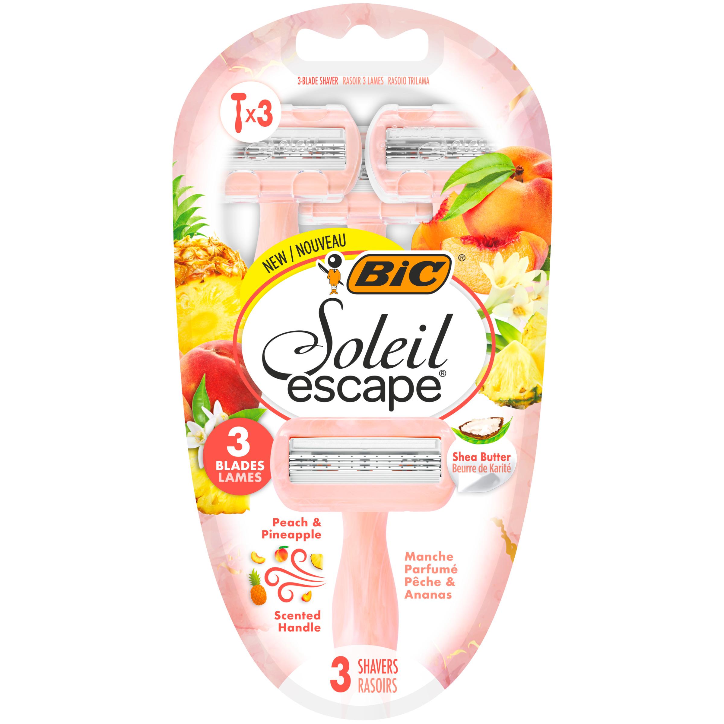 BIC Soleil escape Rasoir jetable manche parfumé pêche et ananas 3 rasoirs