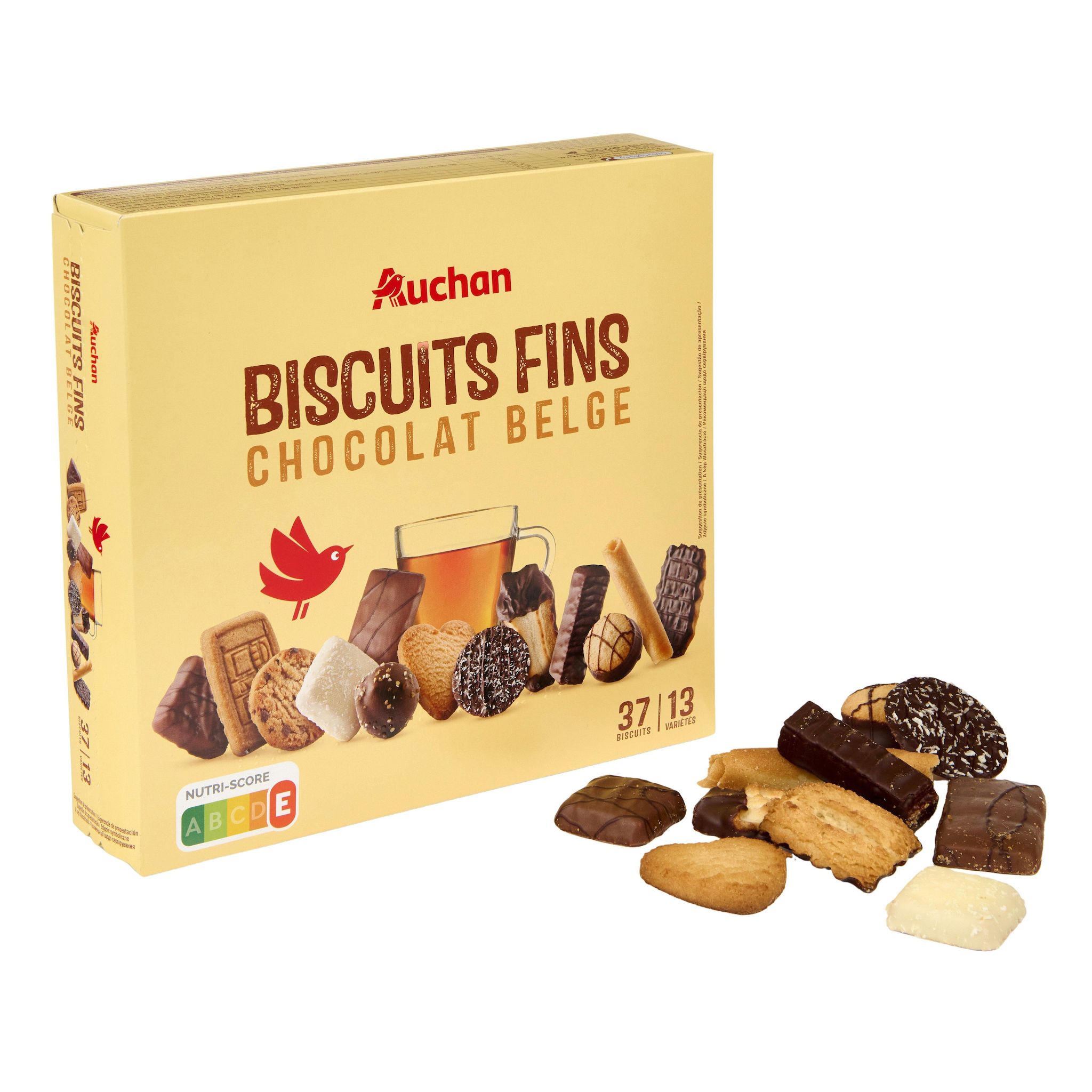 Voir la diapositive 2 : AUCHAN Assortiment de biscuits fins chocolatés 375g