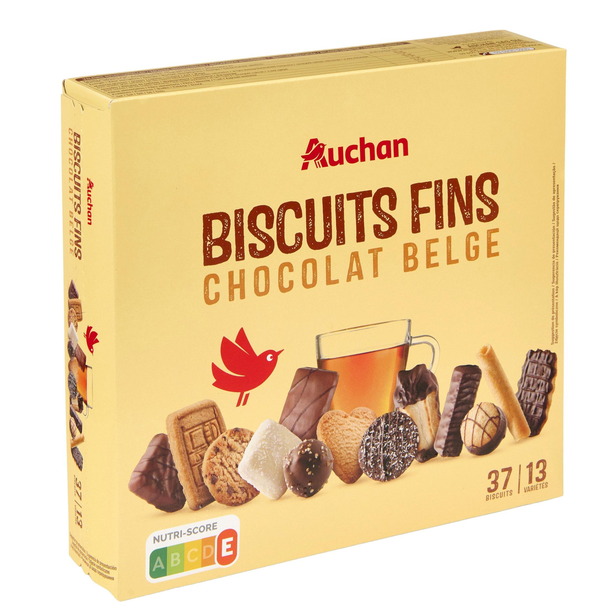 Voir la diapositive 3 : AUCHAN Assortiment de biscuits fins chocolatés 375g