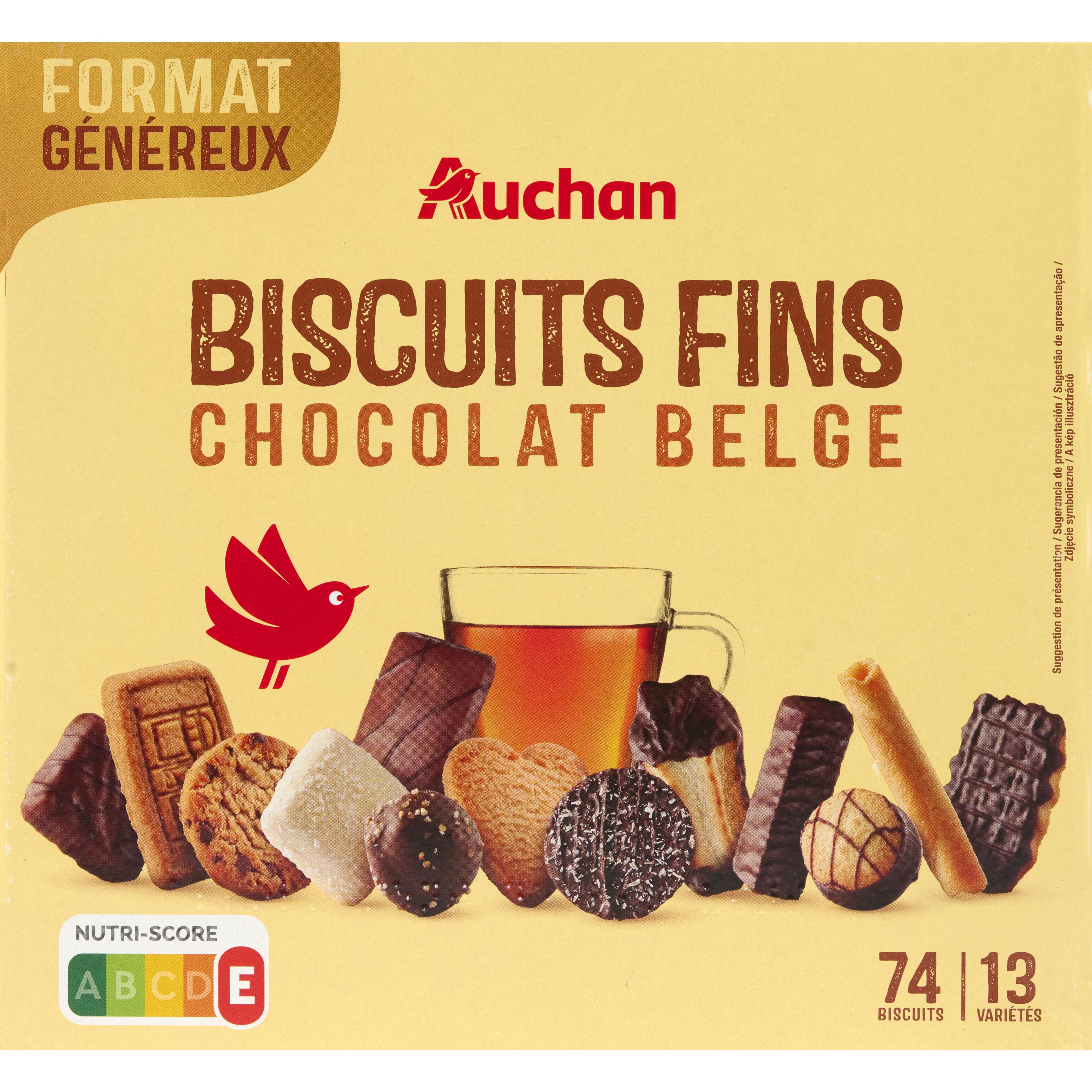 AUCHAN Assortiment de biscuits fins chocolatés 750g