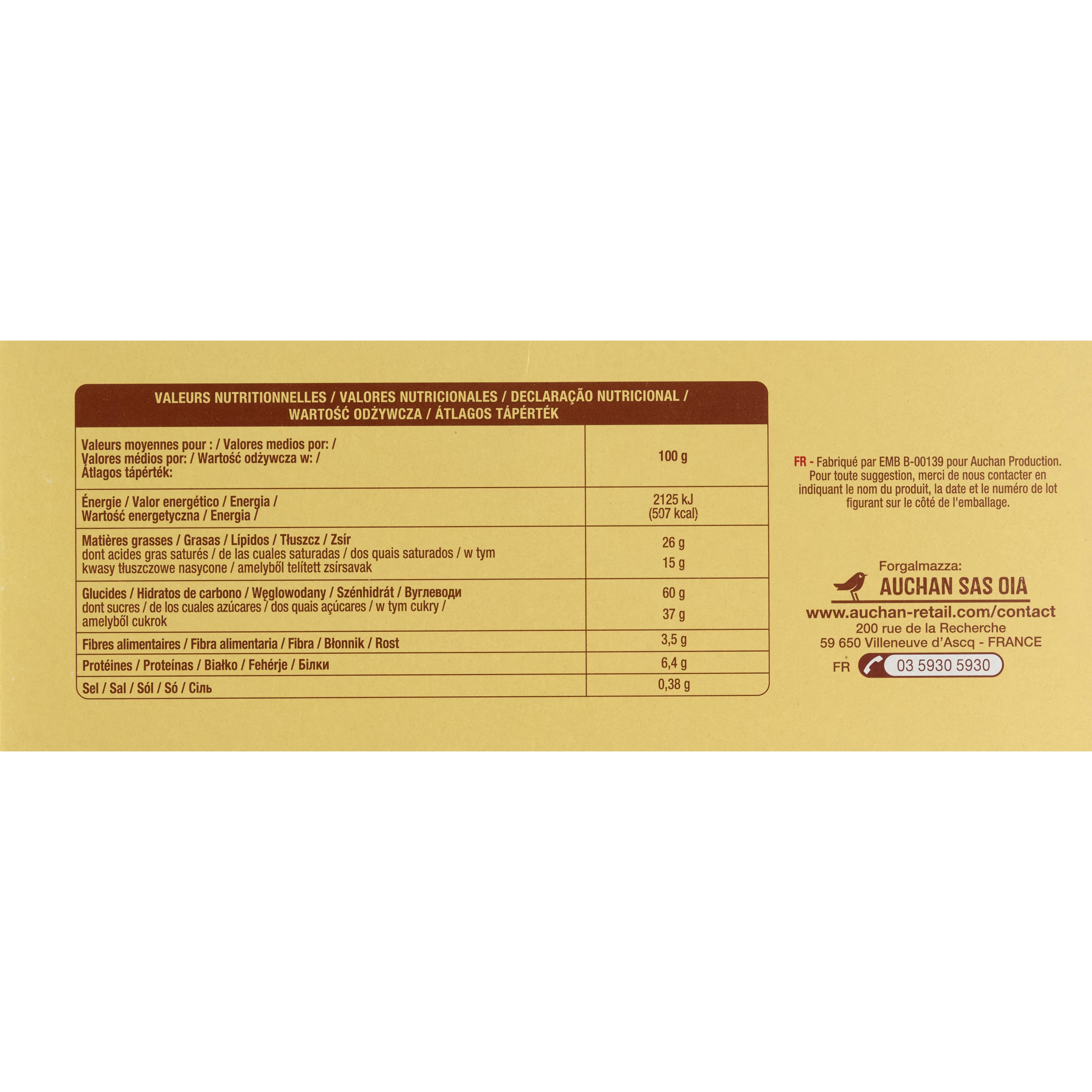 Voir la diapositive 2 : AUCHAN Assortiment de biscuits fins chocolatés 750g