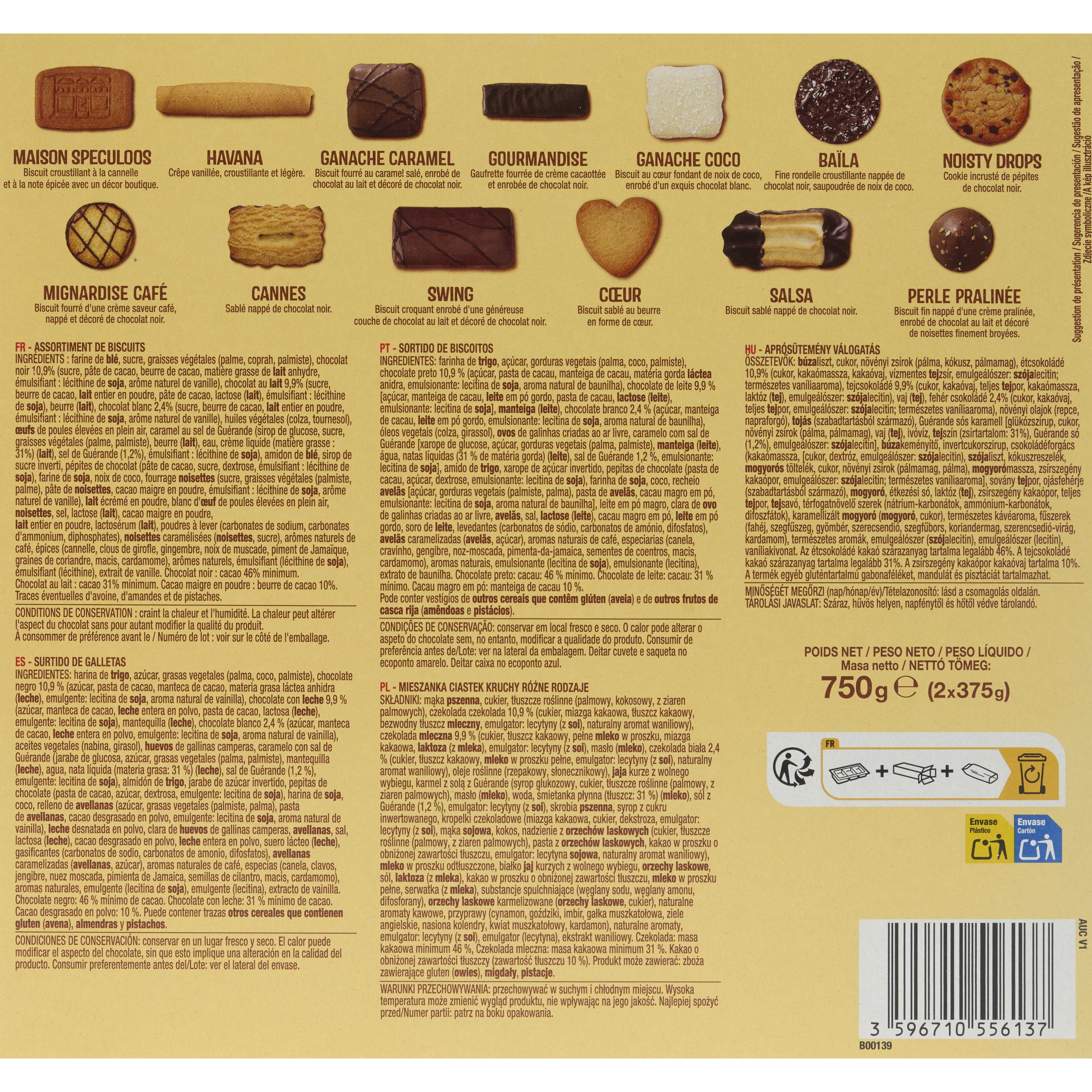 Voir la diapositive 4 : AUCHAN Assortiment de biscuits fins chocolatés 750g