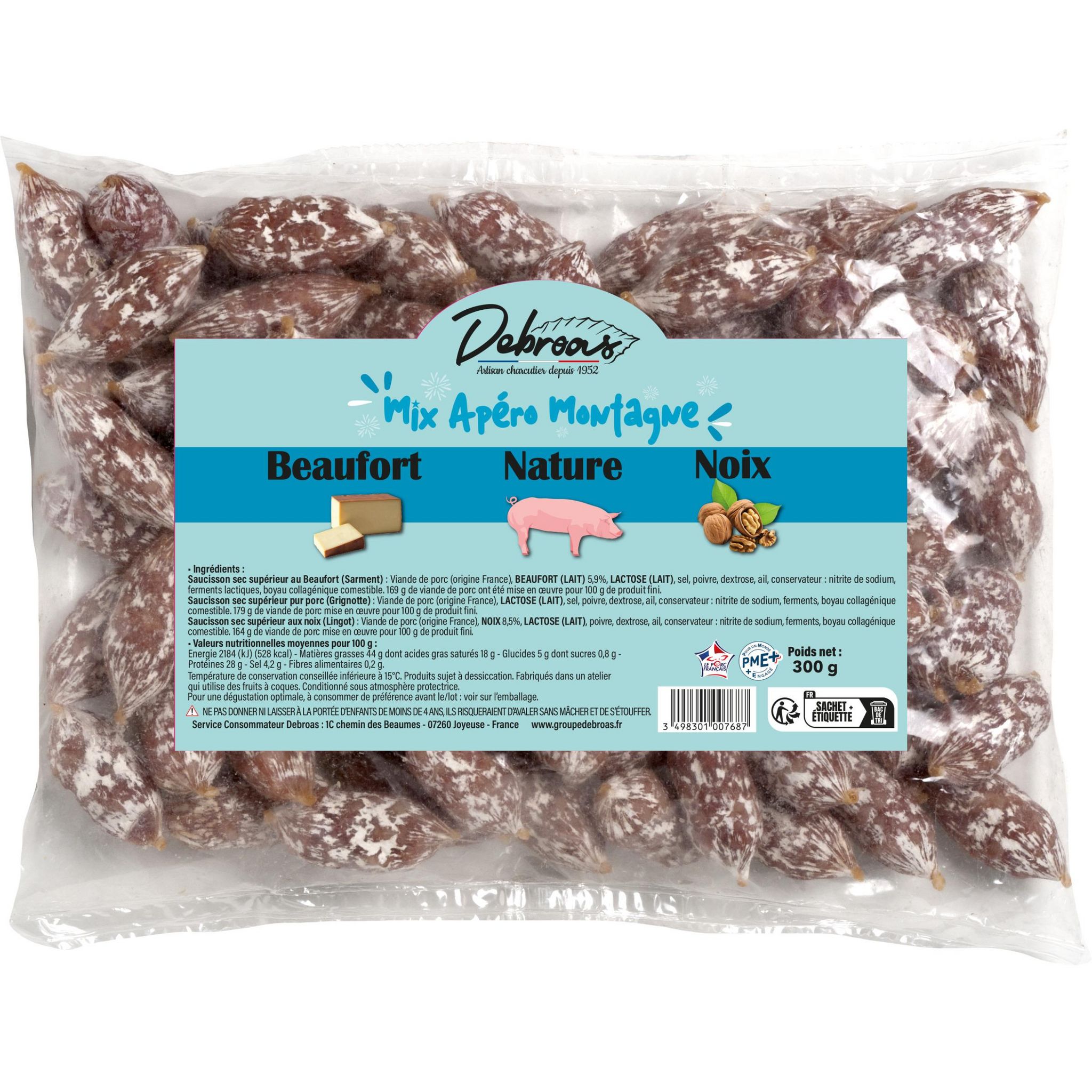 DEBROAS Mix Apéro Montagne, Beaufort, Nature, Noix 300g