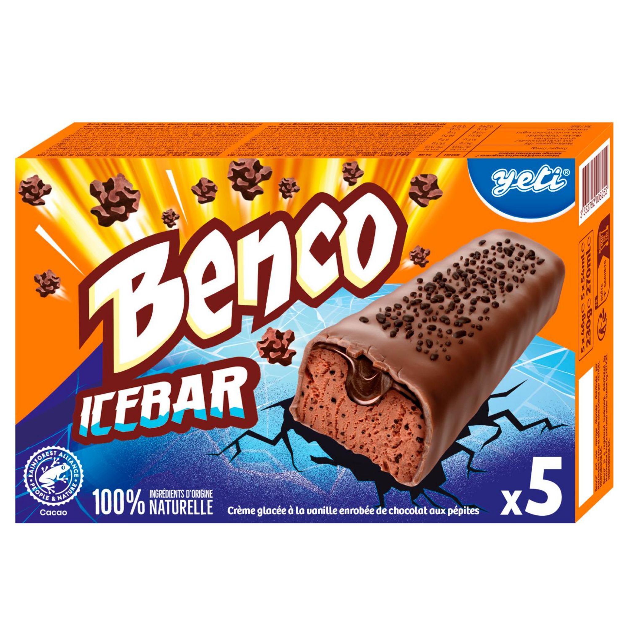 BENCO Barres glacées chocolat aux pépites 5x47g