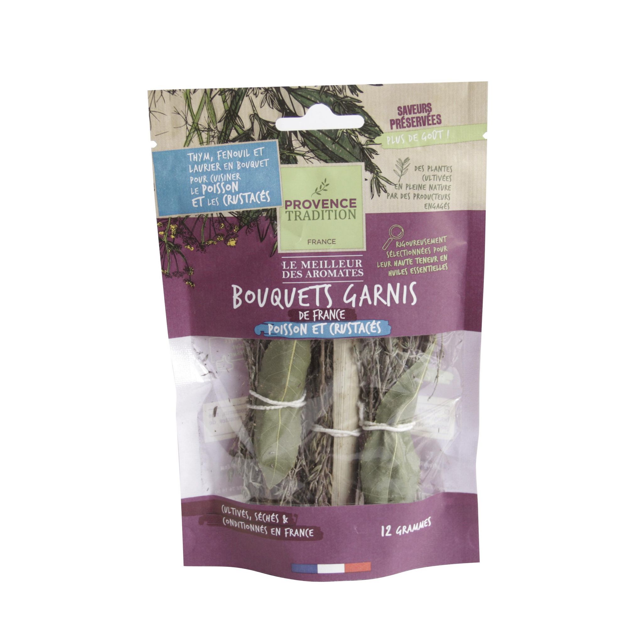 PROVENCE TRADITION Bouquets garnis de France spécial poisson et crustacés 3 pièces 12g