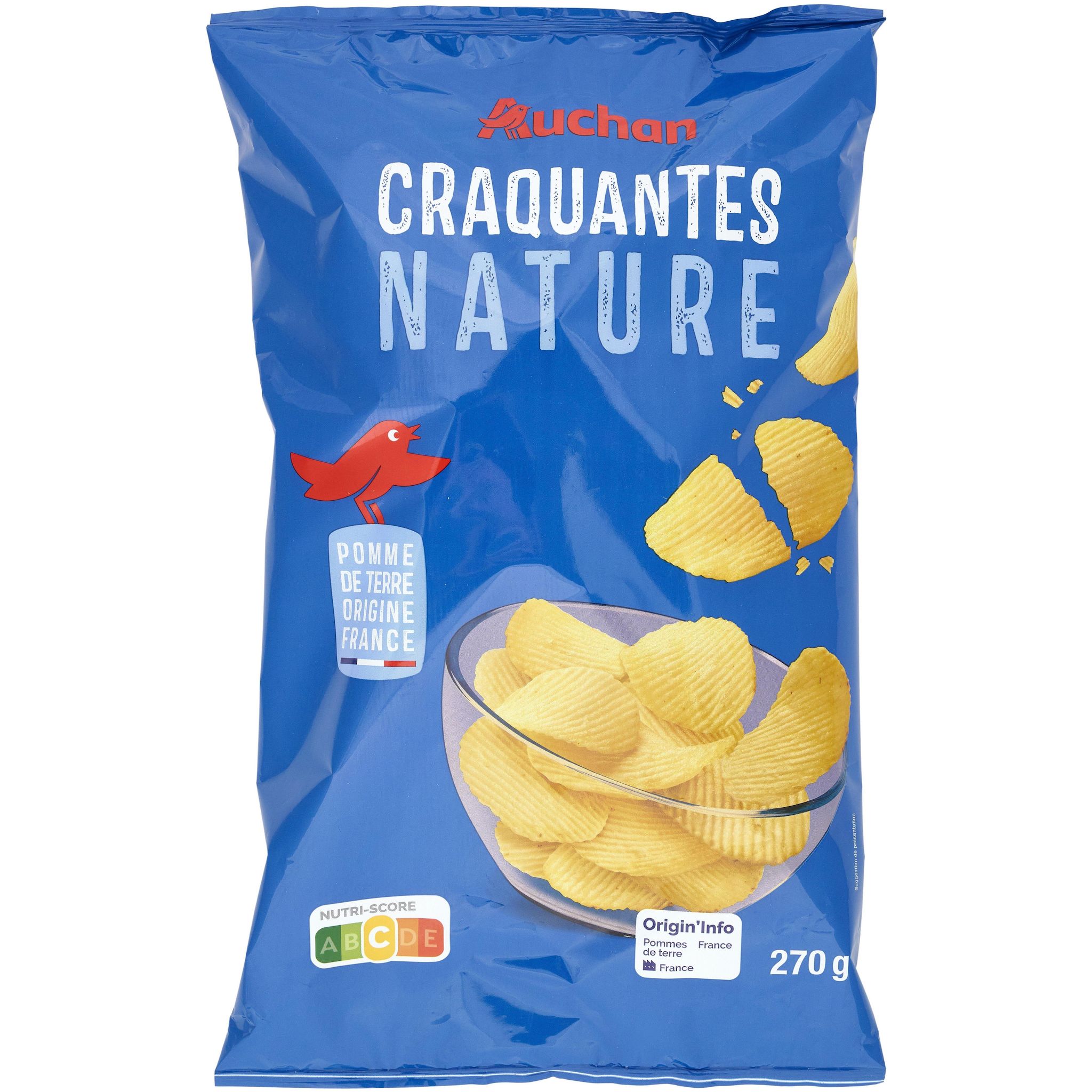 Voir la diapositive 1 : AUCHAN Chips craquantes nature 270g