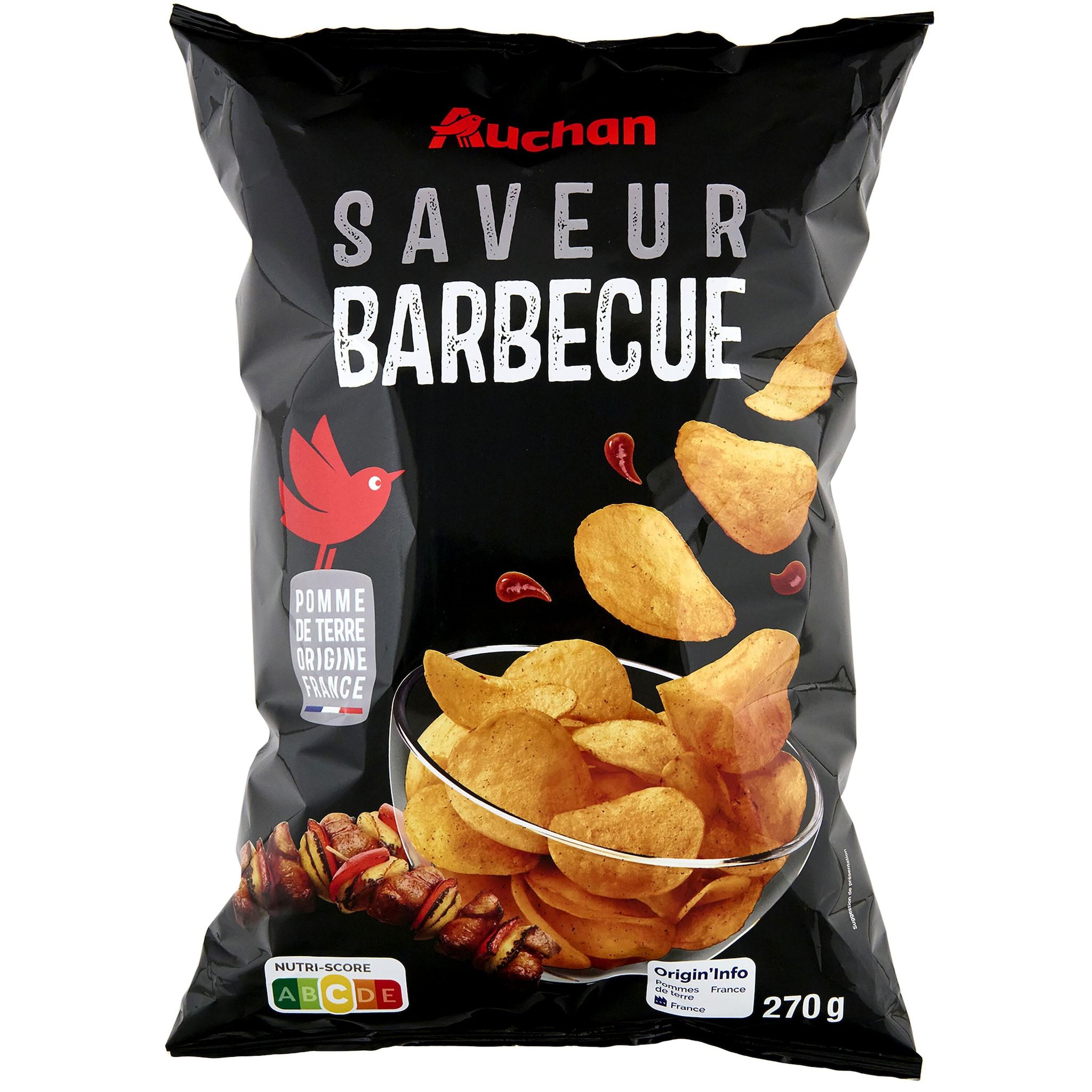 AUCHAN Chips saveur barbecue 270g