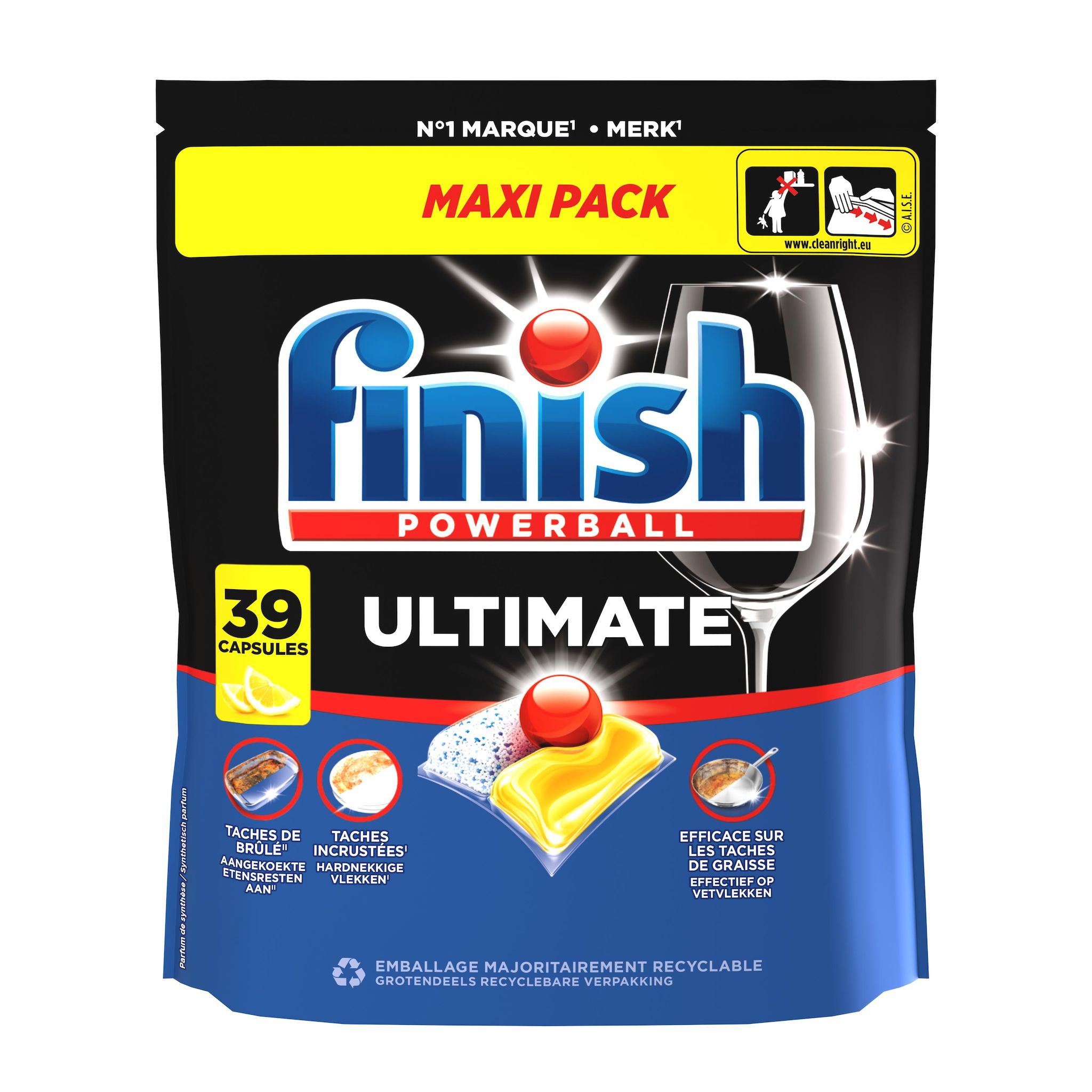 FINISH Ultimate capsules lave-vaisselle brillance citron 39 capsules